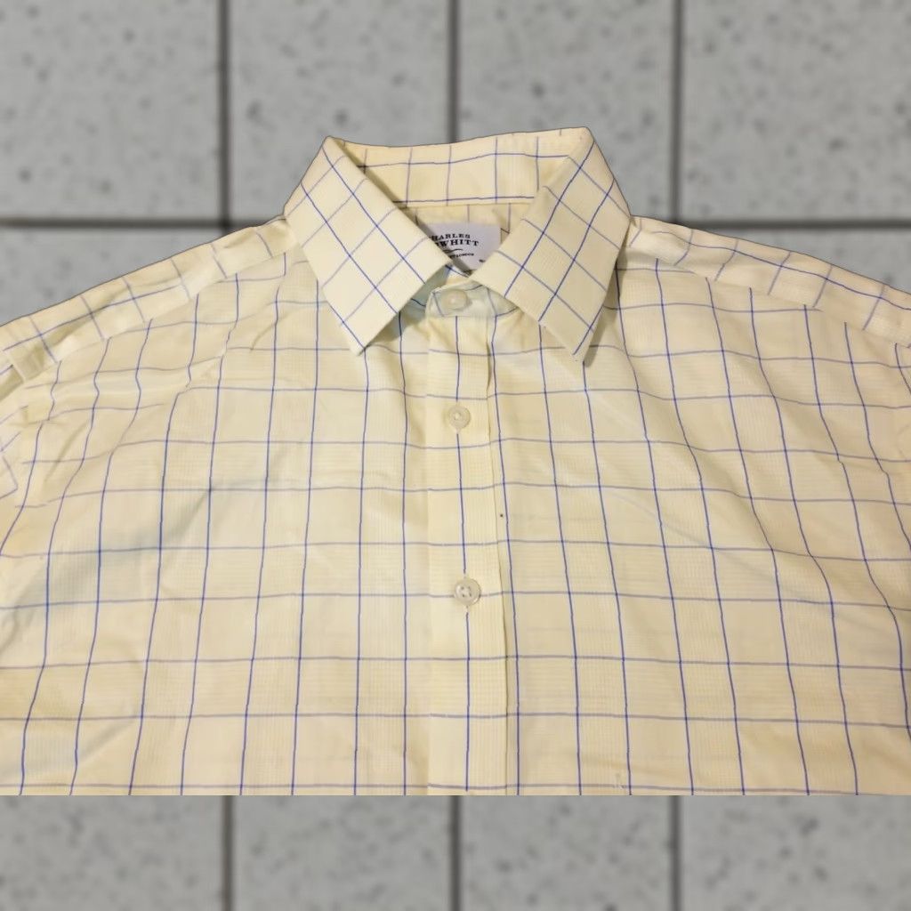 Charles Tyrwhitt Charles Tyrwhitt Dress Shirt Mens 16 35 Yellow Cotton Button Collar Spread Slimming Non-Iron Size 42R - 1 Thumbnail