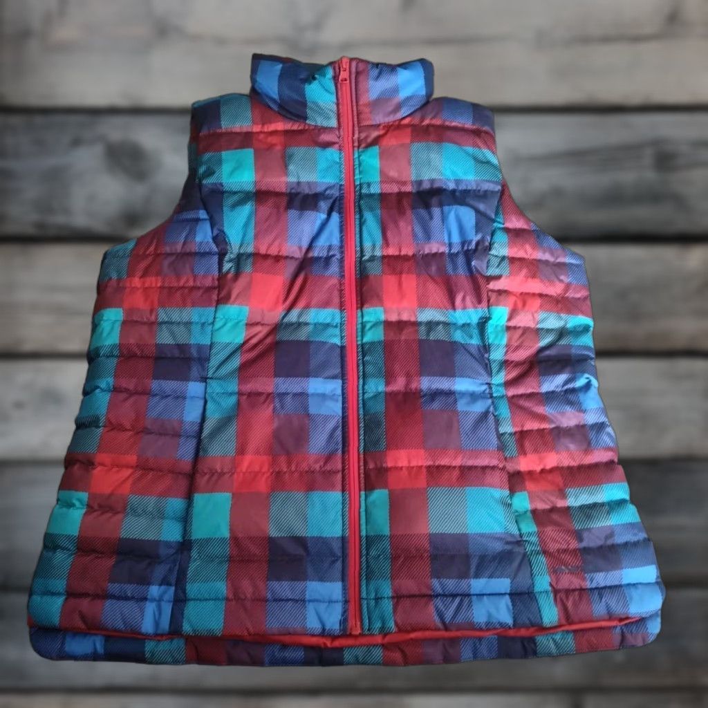 Lands' End Lands' End Multi Plaid Print Full-Zip Down Puffer Vest Size L EUC Size L / US 10 / IT 46 - 1 Thumbnail
