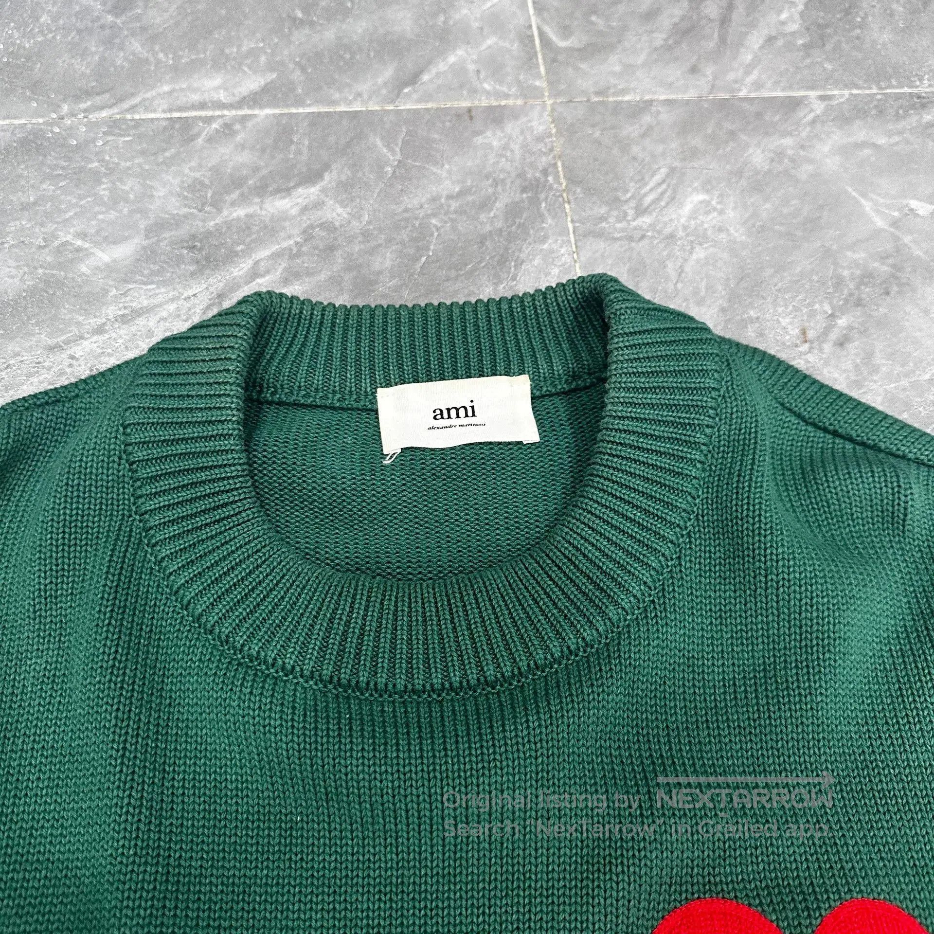 AMI AMI Green Heart Knit Sweater. Size US L / EU 52-54 / 3 - 4 Thumbnail
