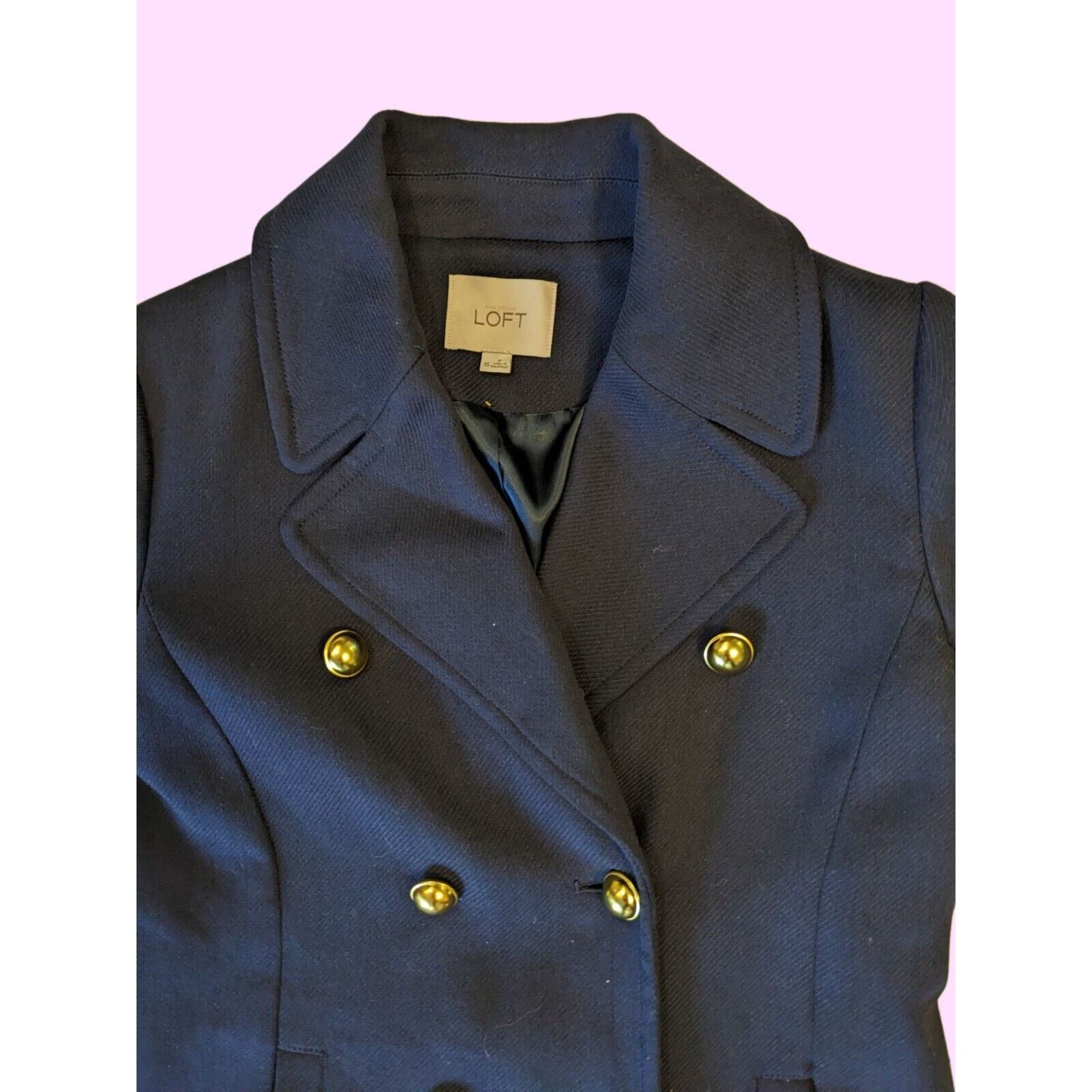 Loft Ann Taylor Pea Coat Double Breasted. Slash Pockets. Navy XS Size XS / US 0-2 / IT 36-38 - 4 Thumbnail