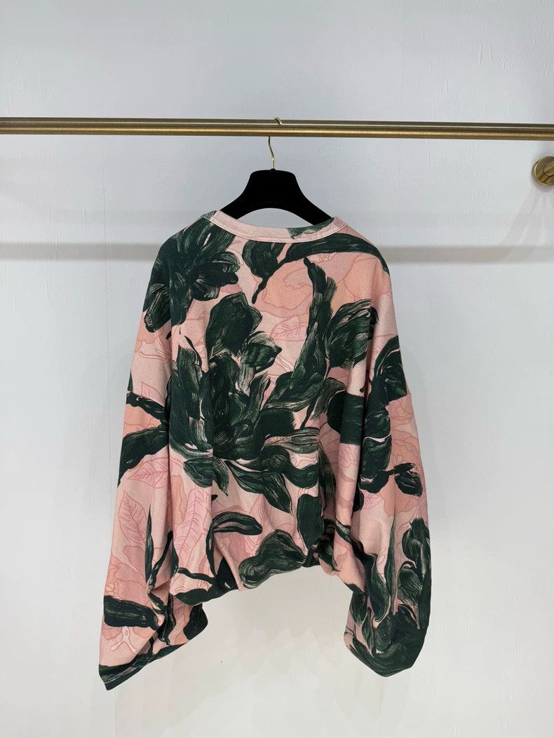 Dries Van Noten DRIES VAN NOTEN Pink ink-wash floral pleated sweatshirt Size S / US 4 / IT 40 - 5 Thumbnail