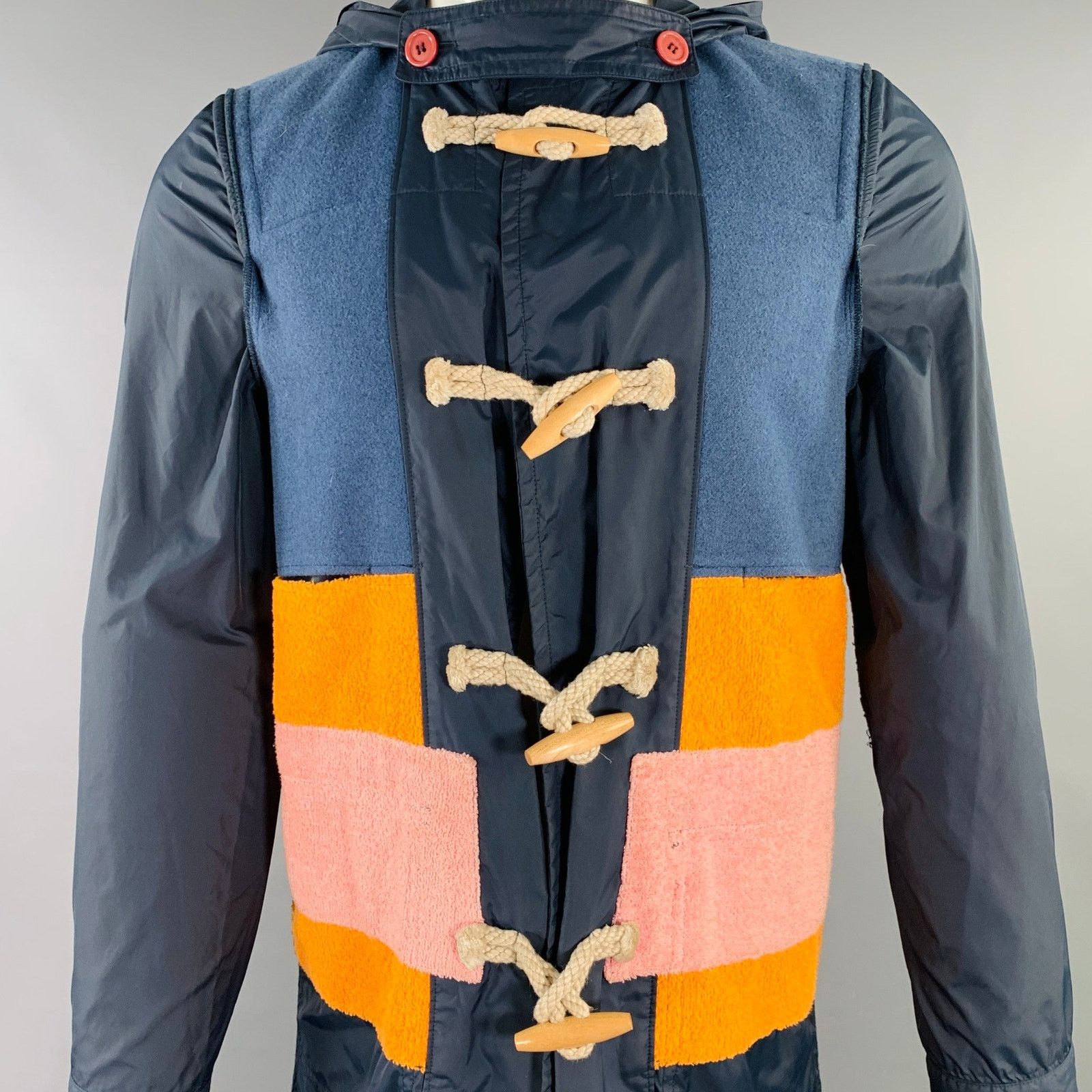 Comme des Garcons SHIRT SHIRT Size S Navy Multi Color Hooded Color Block Toggle Coat Size US S / EU 44-46 / 1 - 2 Thumbnail