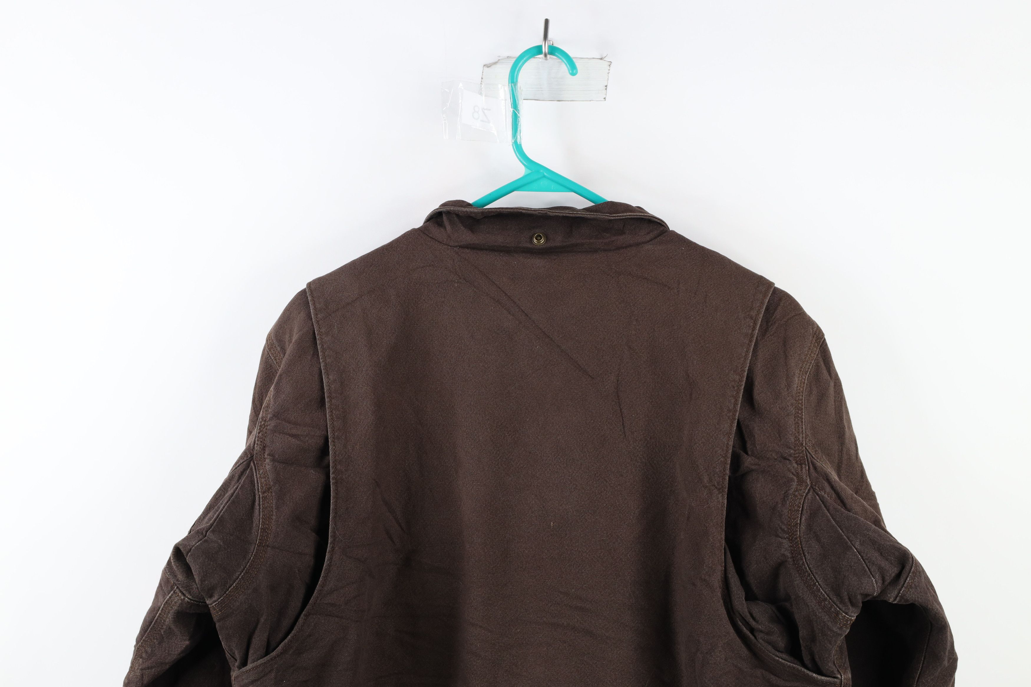 Carhartt × Vintage Vintage Carhartt Spell Out Fleece Lined Canvas Jacket Brown Size L / US 10 / IT 46 - 14 Thumbnail
