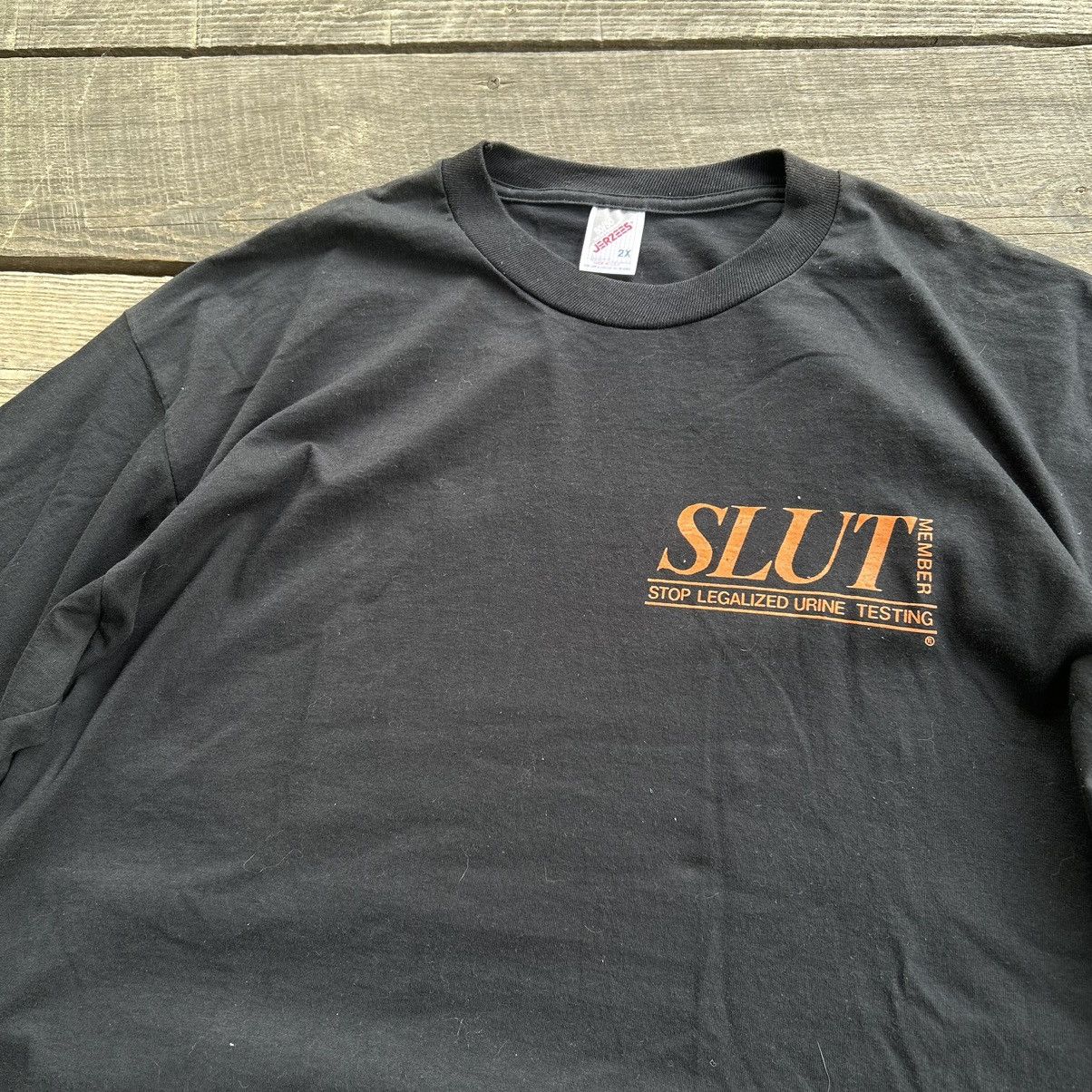 Vintage Vintage 90s SLUT Stop Legalized Urine Testing Funny T Shirt Size US XXL / EU 58 / 5 - 5 Thumbnail