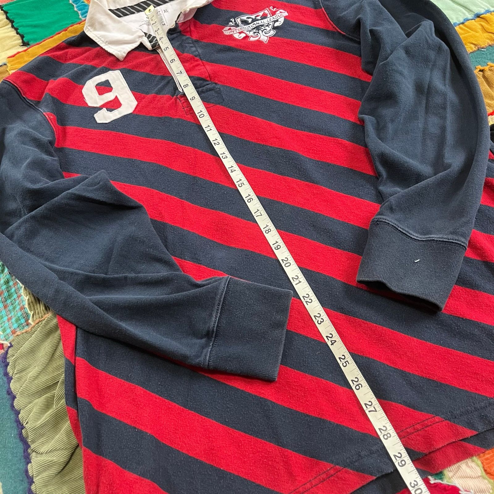 Old Navy Old Navy Diagonal Striped Navy and Red Rugby Polo XL Size US XL / EU 56 / 4 - 4 Thumbnail