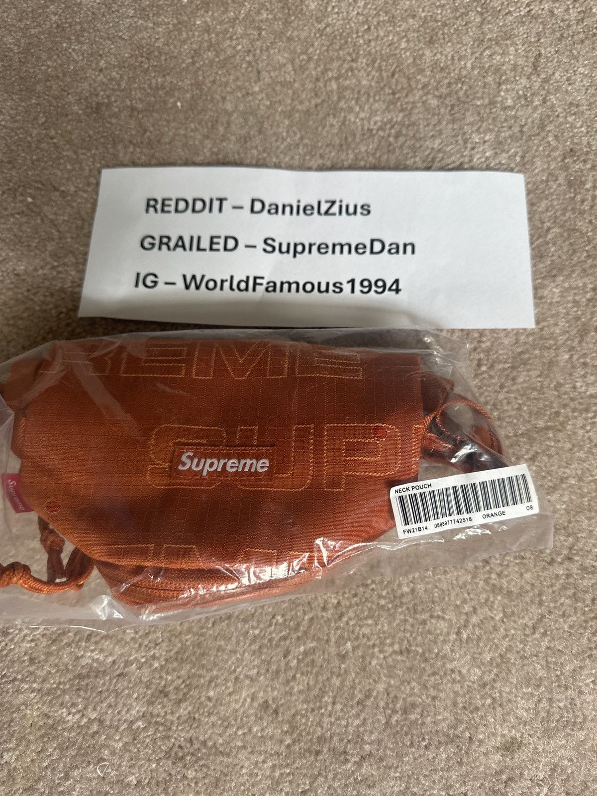 Supreme Supreme Neck Pouch 'Orange' Size ONE SIZE - 3 Thumbnail