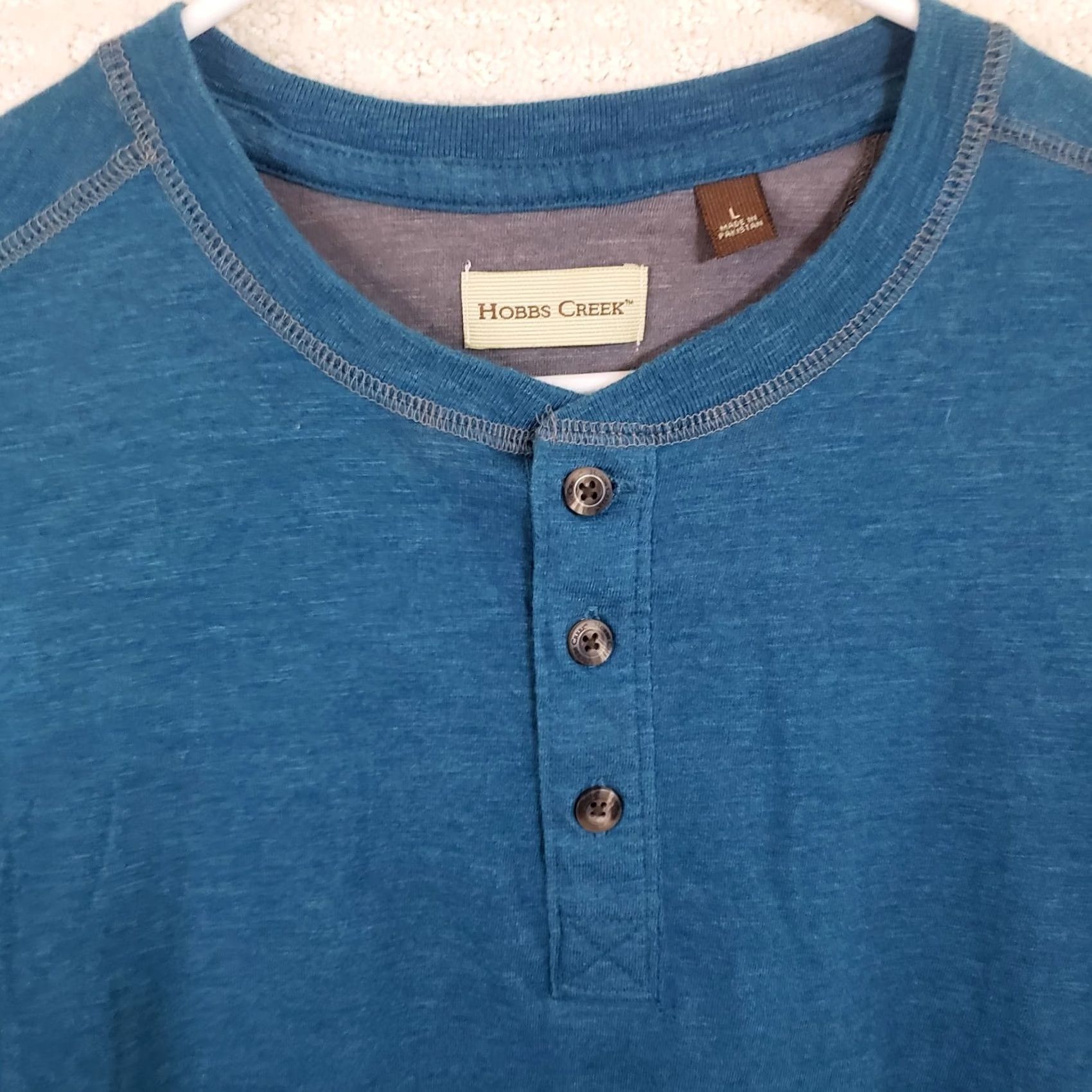 Vintage Hobbs Creek Large Mens Turquoise Henley Shirt Size US L / EU 52-54 / 3 - 3 Thumbnail