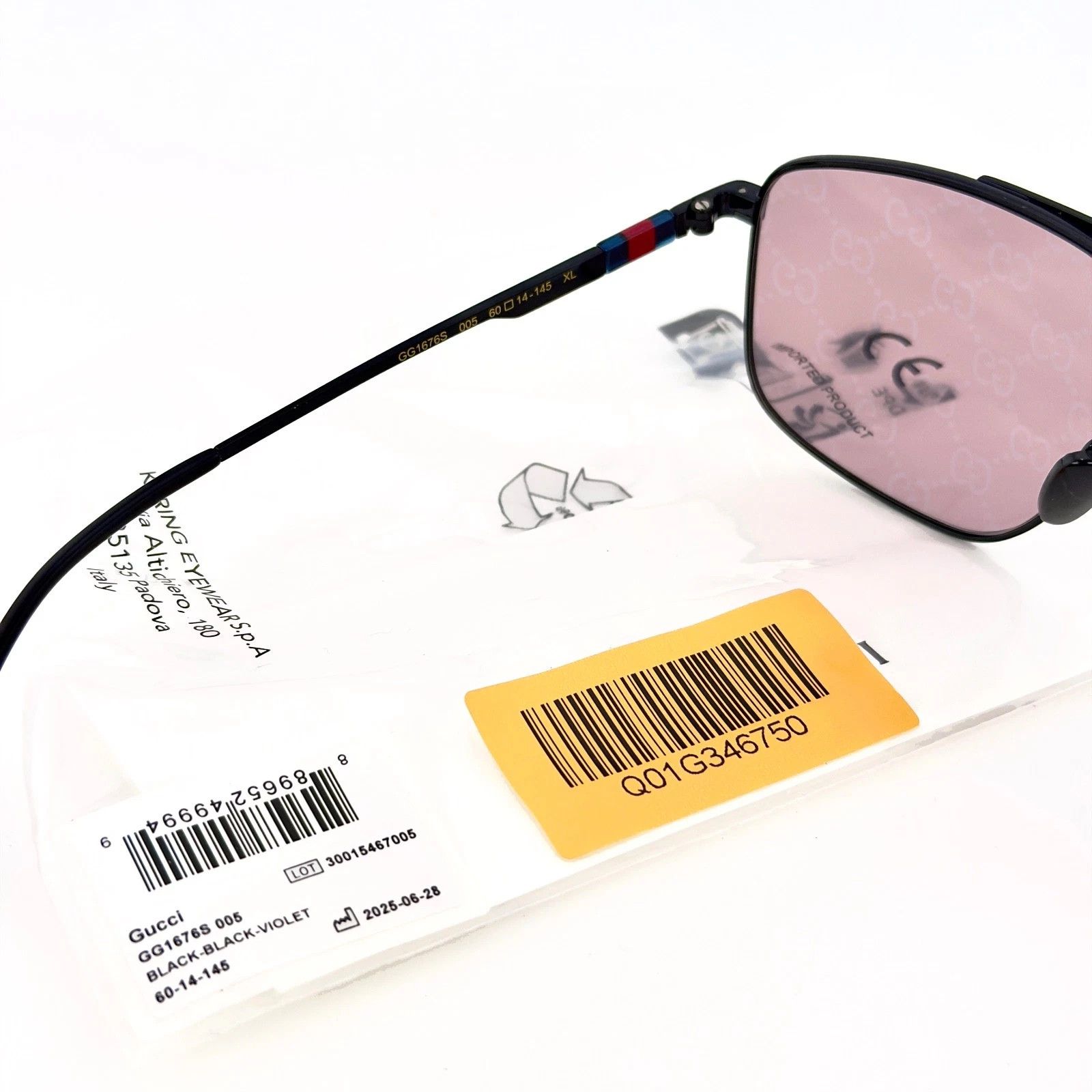 Gucci GUCCI 1676 Gg1676S Black Violet GG Logo Print Mirror 005 Size ONE SIZE - 6 Thumbnail