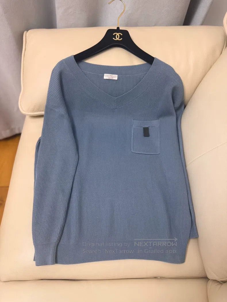 Brunello Cucinelli Brunello Cucinelli Blue Knit Sweater Size S / US 4 / IT 40 - 2 Thumbnail