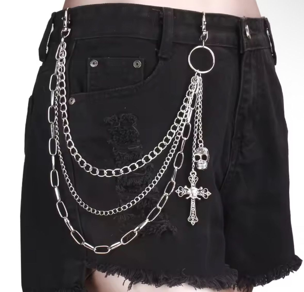 Other Punk Metal Pants Chain Wallet Belt Chain Skull Cross Pendant Size ONE SIZE - 2 Thumbnail