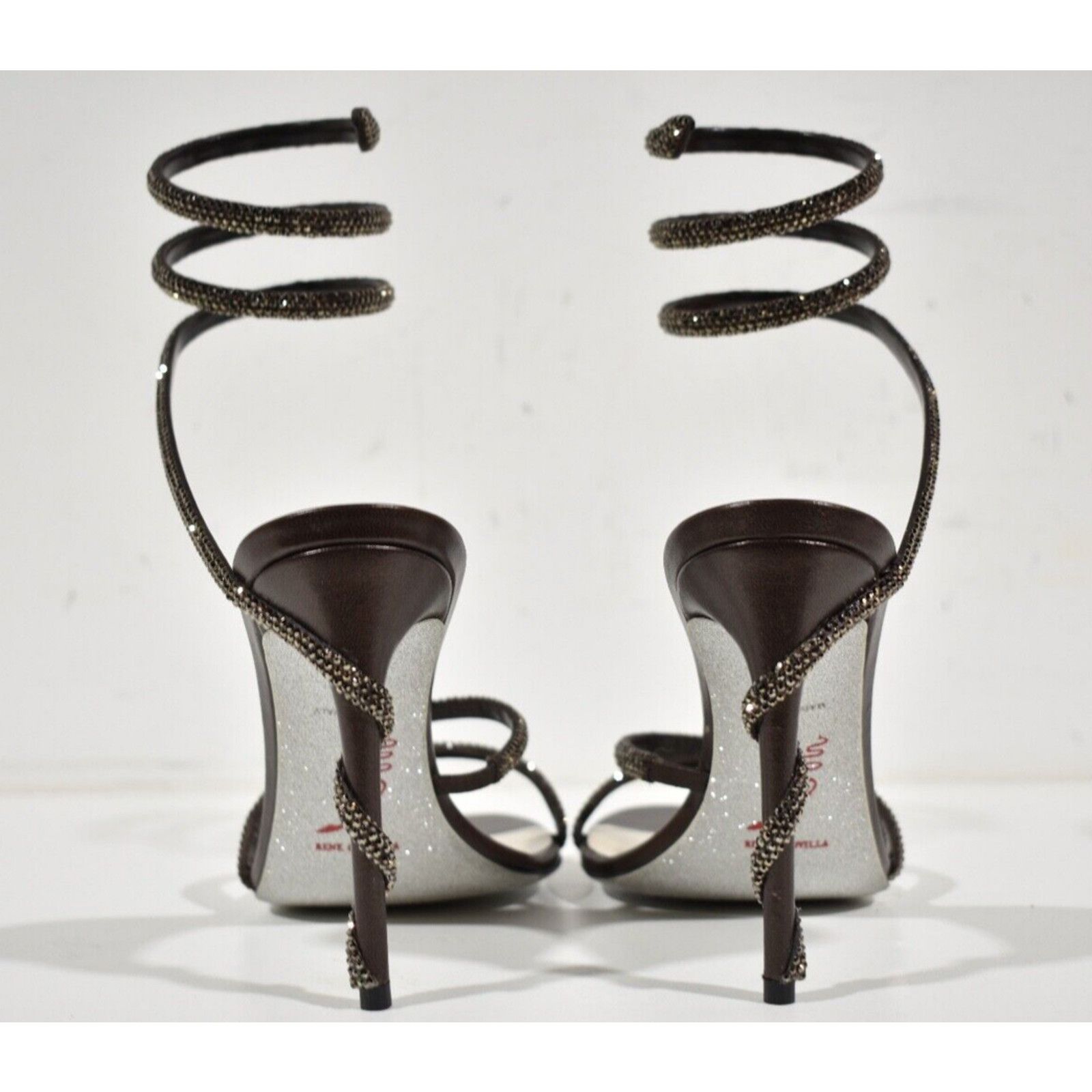 Rene Caovilla Margot Crystal Snake Ankle Wrap Strap Sandal Heel Pump 38 Size US 8 / IT 38 - 11 Thumbnail