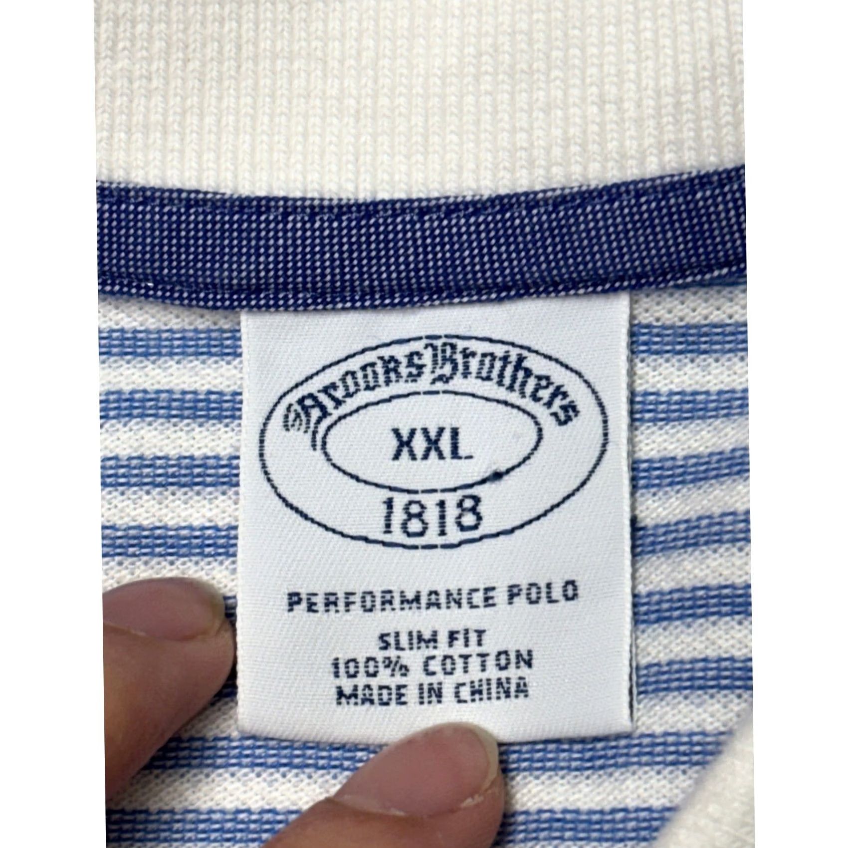 Brooks Brothers Brooks Brothers Polo Mens XXL Blue White Striped Slim Fit Cotton Performance Size US XXL / EU 58 / 5 - 3 Thumbnail