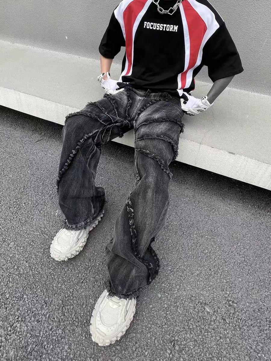 Japanese Brand × Jean Washed Street Raw Hem Design Jeans Size US 30 / EU 46 - 2 Thumbnail