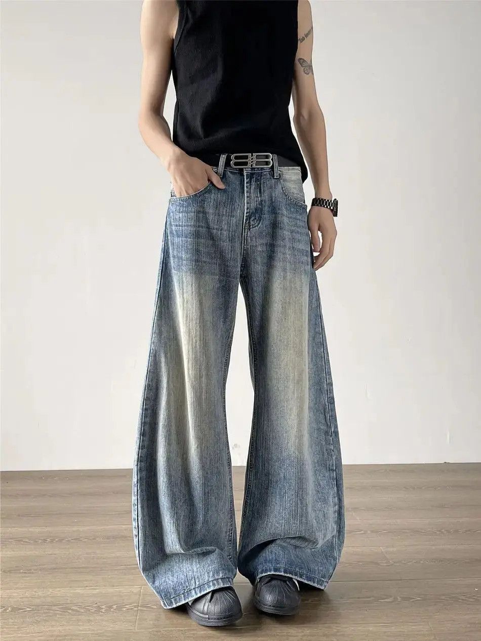 Japanese Brand Retro loose straight leg micro flared jeans Size US 32 / EU 48 - 3 Thumbnail