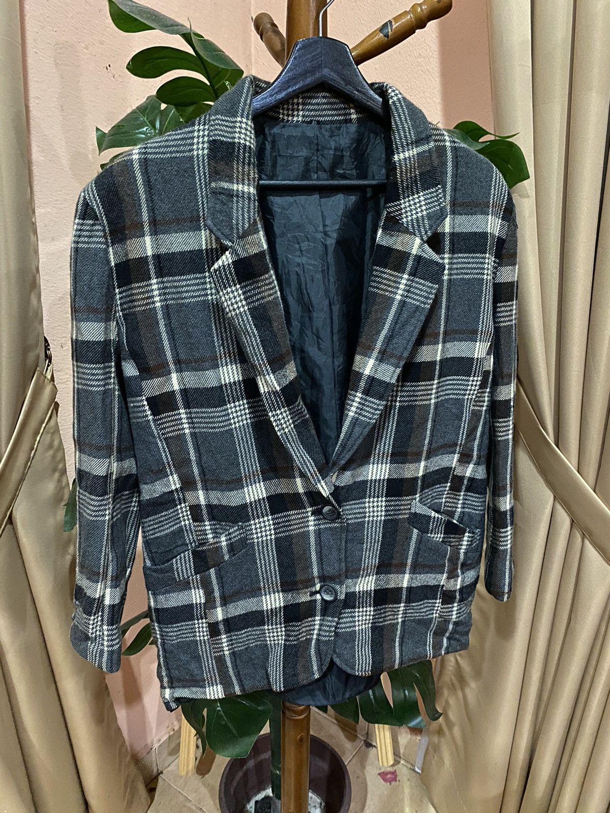 Japanese Brand Vintage Plaid Blazer | Classic Tailored Checkered Jacket Size US S / EU 44-46 / 1 - 3 Thumbnail