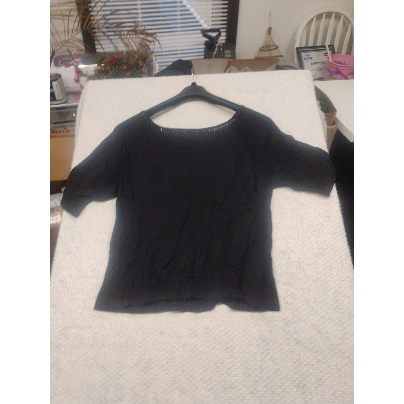 Other Pursuits Ltd XL Black Liquid Knit Career Top Minimalist Size XL / US 12-14 / IT 48-50 - 4 Thumbnail