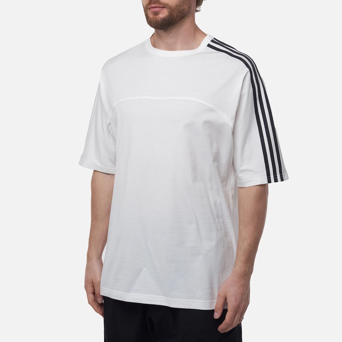 Adidas × Y-3 o1mle0526 3 Stripe Short Sleeve T-Shirt in White Size US XL / EU 56 / 4 - 3 Thumbnail
