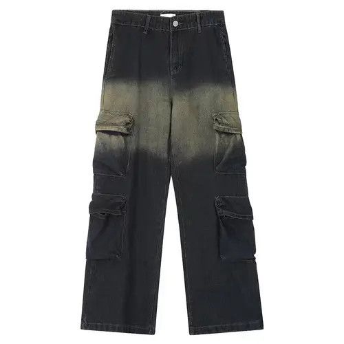 Jean Retro color contrast straight jeans hiphop mopping pants Size US 32 / EU 48 - 1 Thumbnail