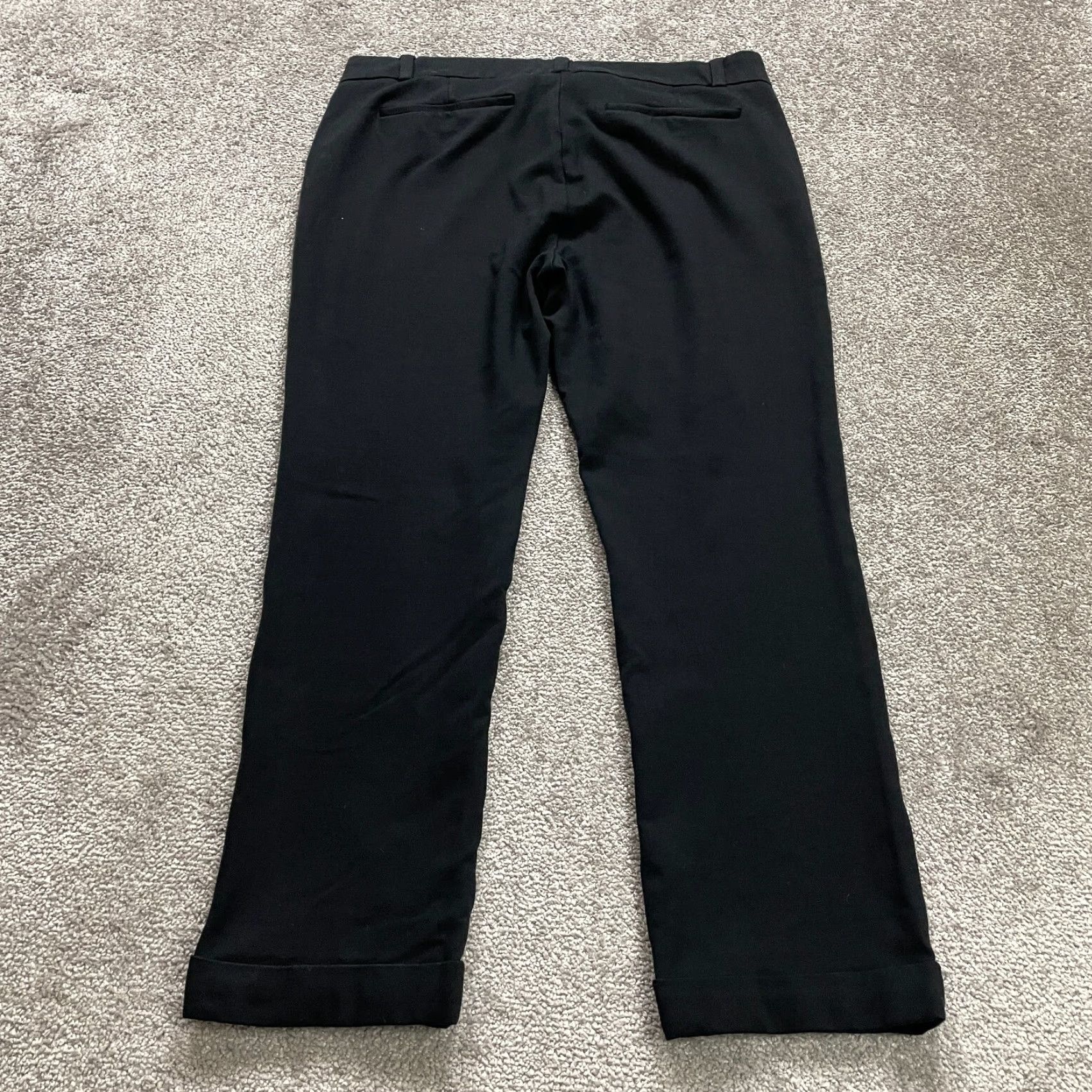 Lands' End Lands' End Pants Women 14 Black Cropped Straight Knit Stretch Mid Rise Casual Womens Size 36" / US 14 / IT 50 - 2 Thumbnail