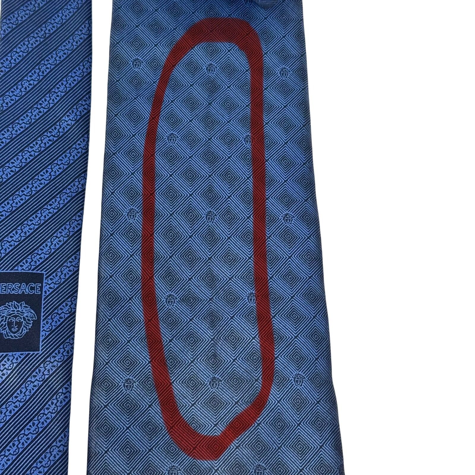 Versace Versace Navy Abstract Pattern Tie Size ONE SIZE - 7 Thumbnail