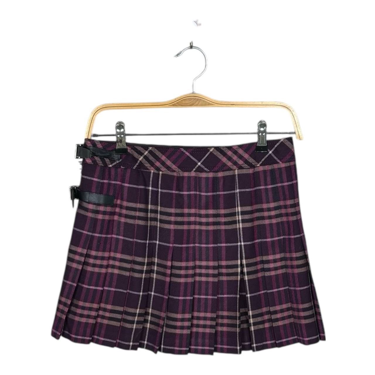 Burberry Burberry Blue Label Purple Plaid Wool Mini Kilt Skirt S 36 Size 29" - 2 Thumbnail