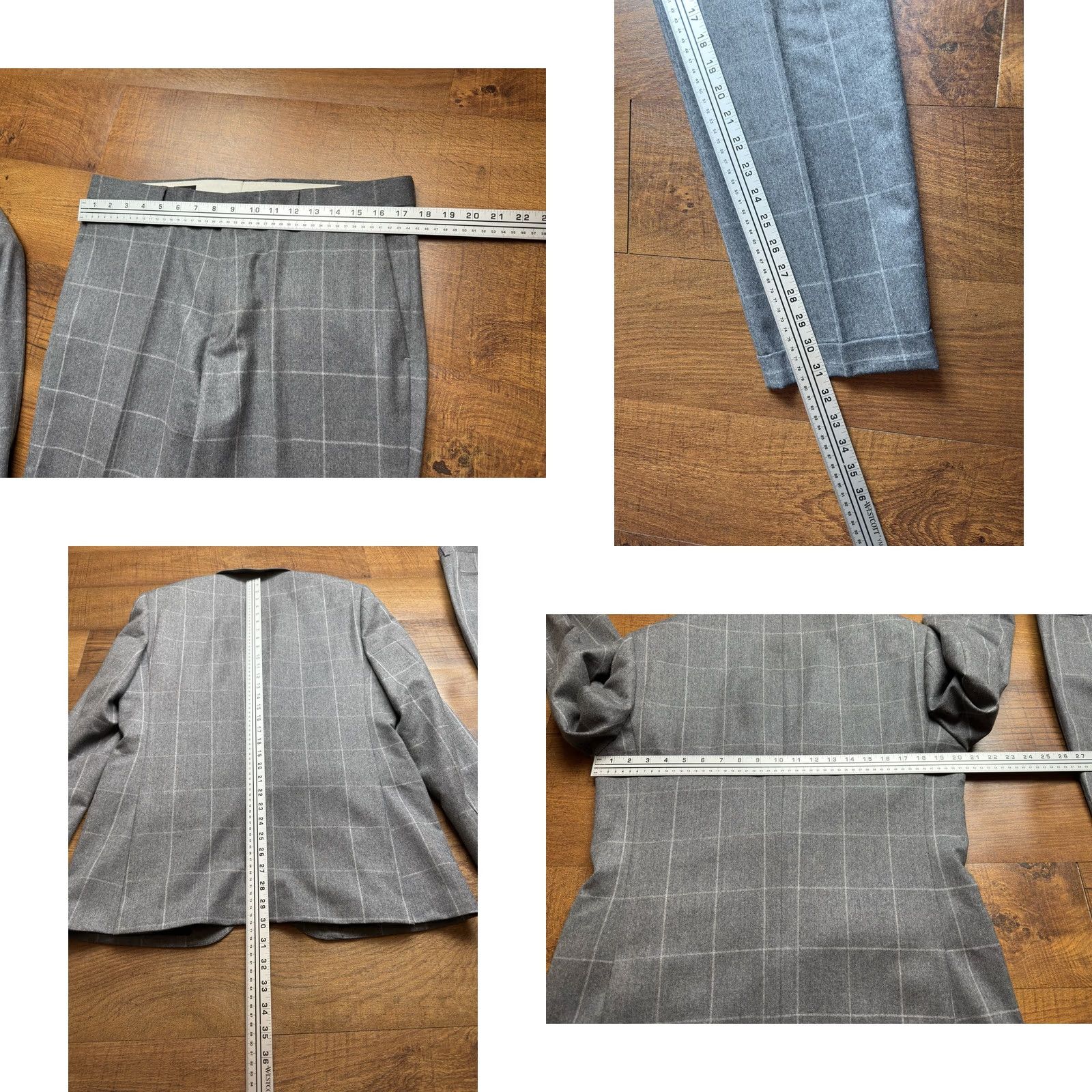 J.Crew J. Crew Ludlow Barberis Canonico Italy Dual Vent 2 Piece Suit 40R Gray Wool Windowpane Slim 40 Mens Size 34R - 10 Thumbnail