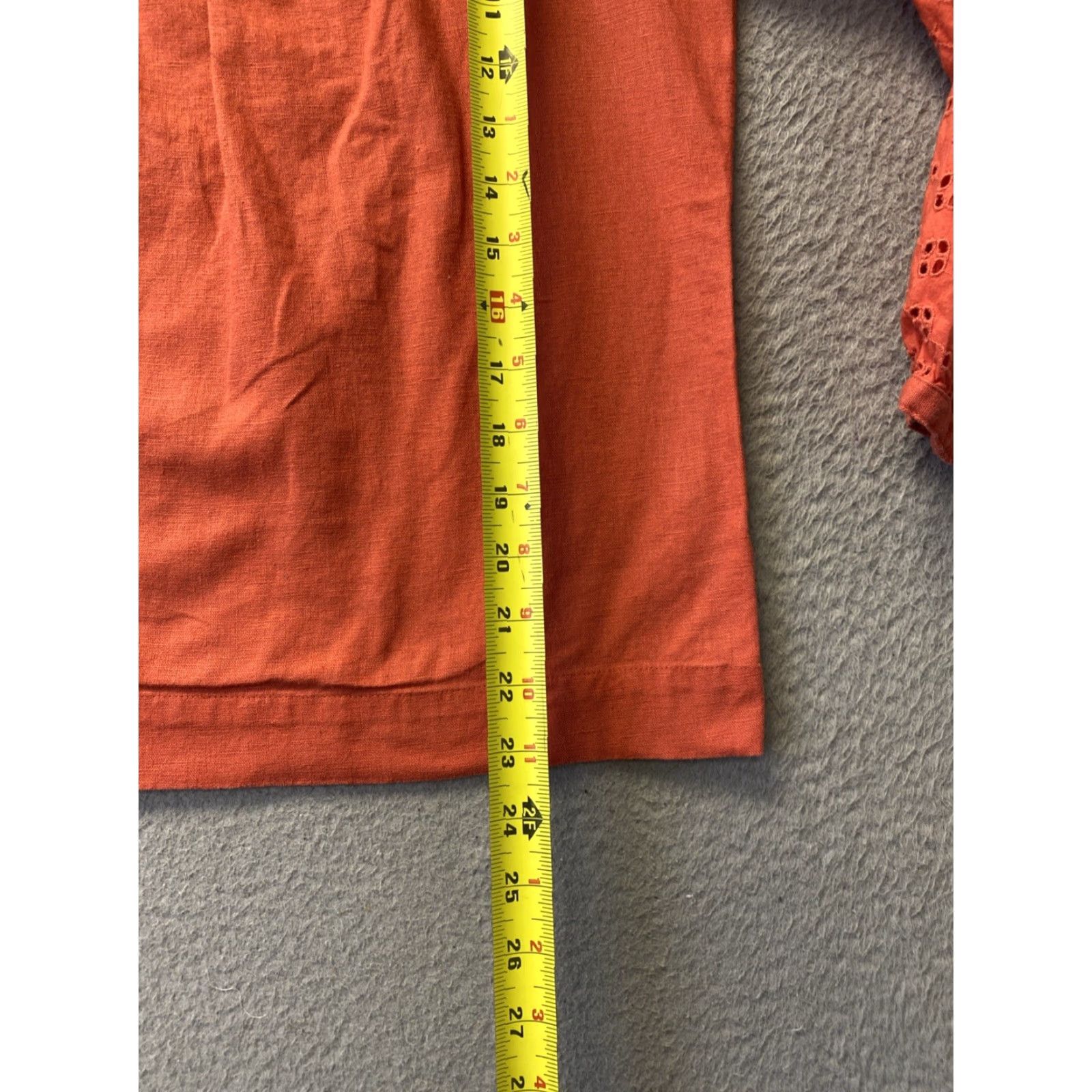 J.Crew VINTAGE? No — J.CREW MERCANTILE Linen Blend Eyelet Top Women S Shirt Tunic Long Sleeve Orange Eyelet Casual Business 160-13 Size S / US 4 / IT 40 - 4 Thumbnail
