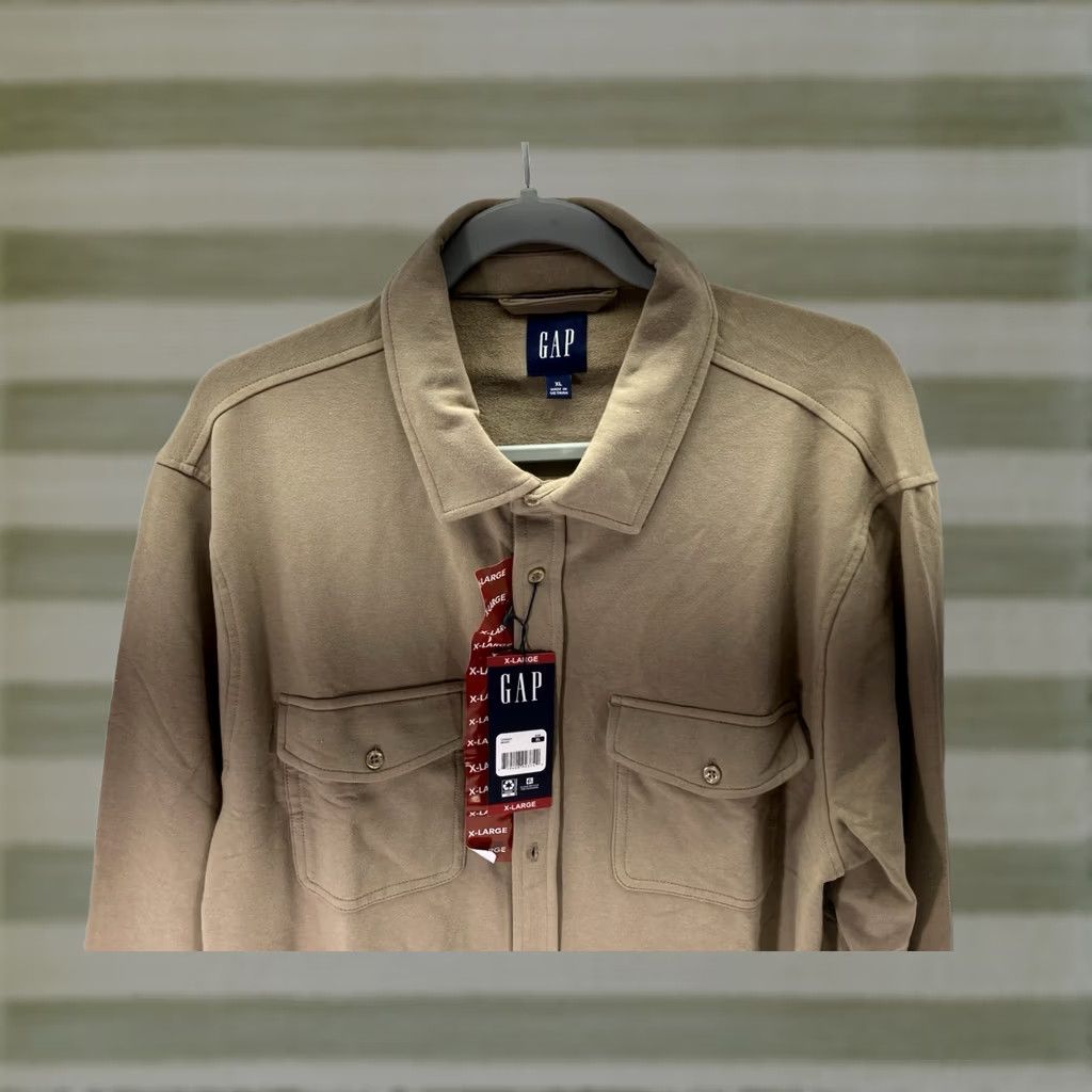 Gap Gap Shirt Men XL Brown Knit Button-Front Long Sleeve Cotton Blend Stretch NWT Regular, Button-Up, Collared, Vietnam, Gap Size US XL / EU 56 / 4 - 1 Thumbnail