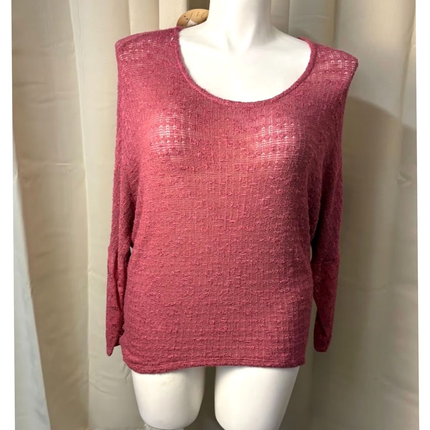 Vintage Gypsies & Moondust Pink Knit Long Sleeve Sweater - Size L Size L / US 10 / IT 46 - 4 Thumbnail