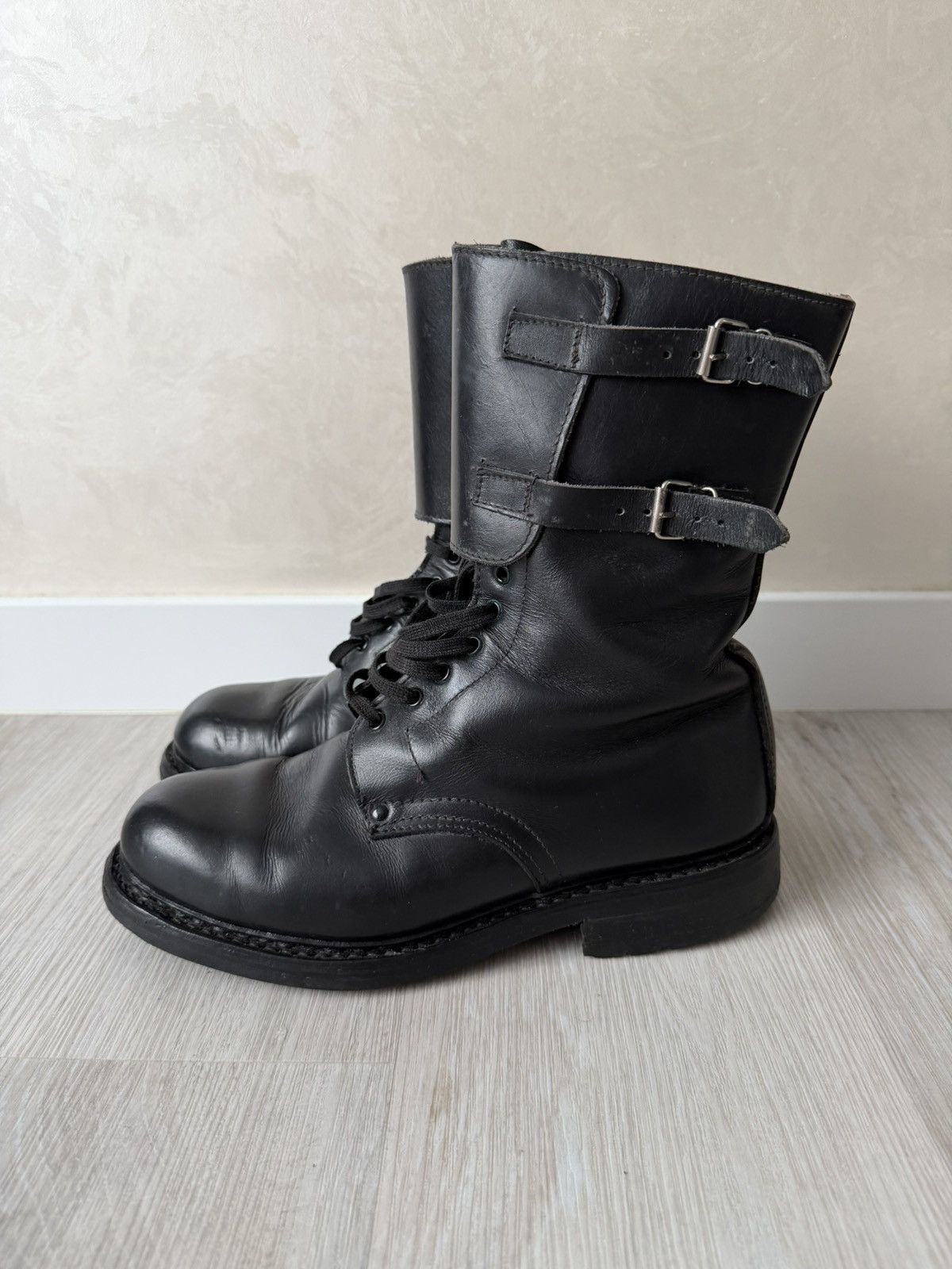If Six Was Nine Double Buckle Black Moto Boots Red Wing Frye Guidi Inspired Size US 9.5 / EU 42-43 - 4 Thumbnail