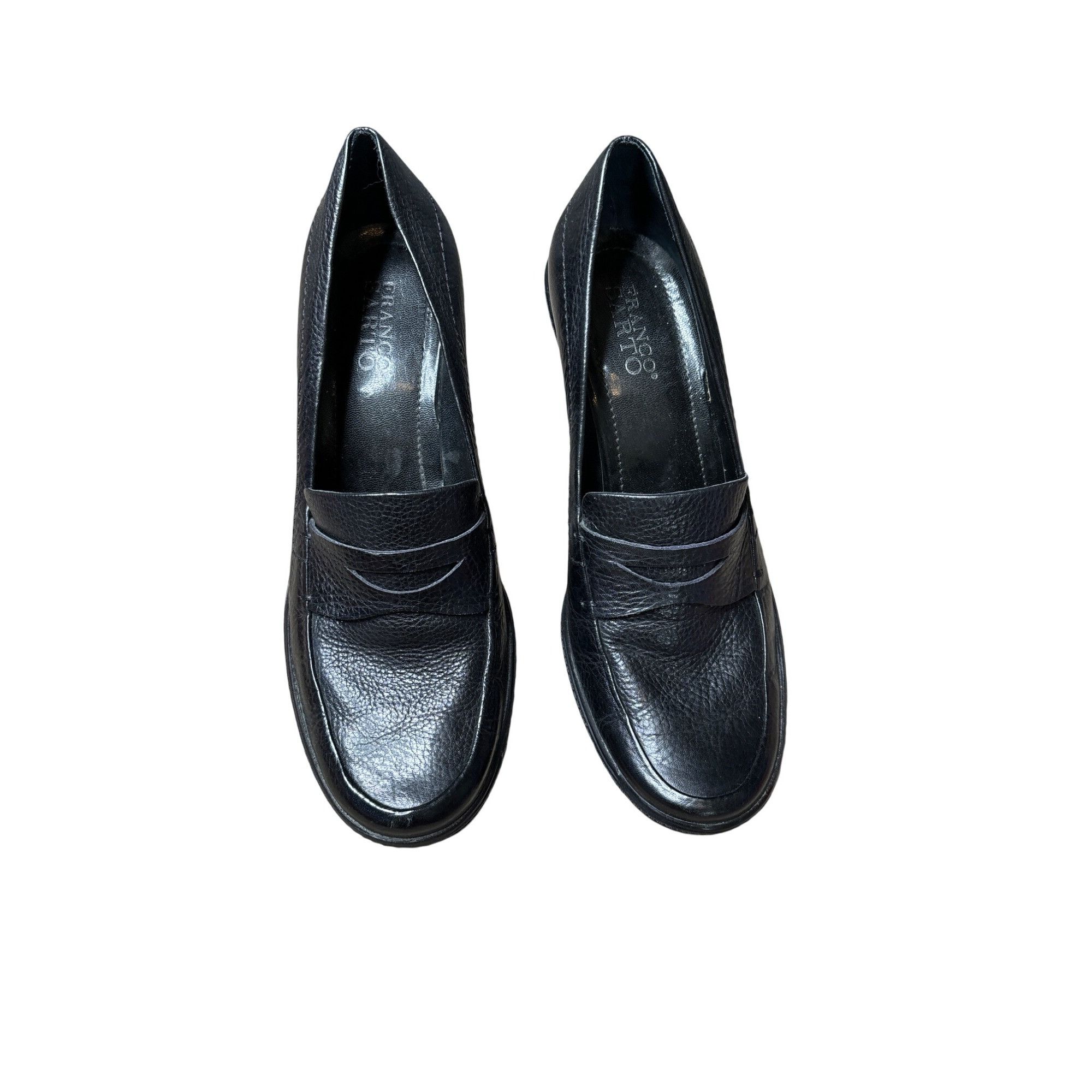 Franco Sarto FRANCO SARTO WOMEN'S BLACK PEBBLED LEATHER CHUNKY PENNY LOAF Size US 9.5 / IT 39.5 - 2 Thumbnail