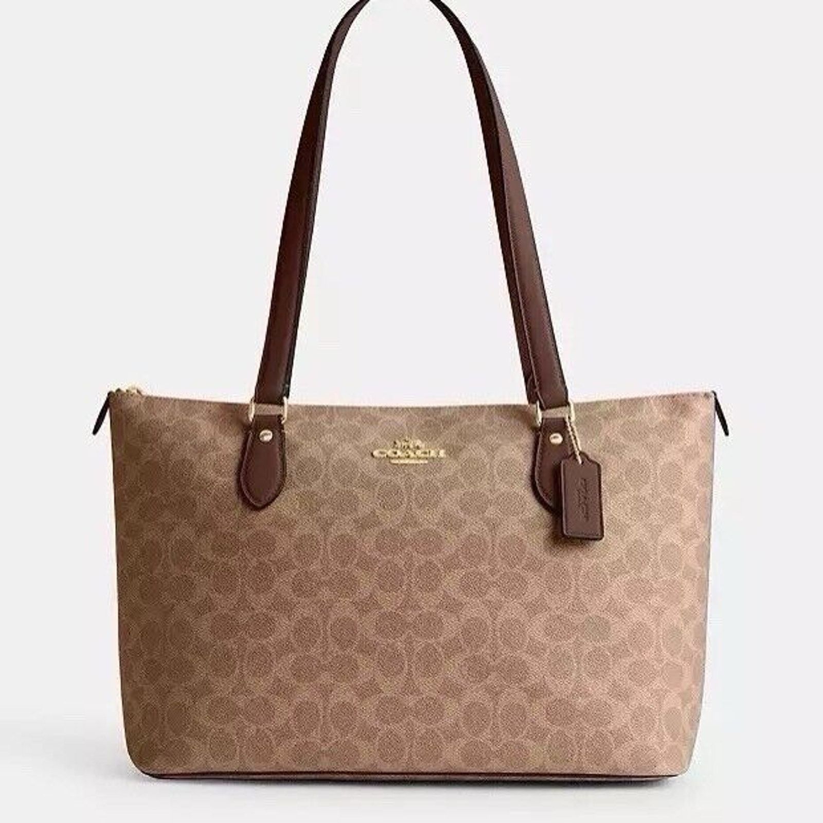 Coach NWT Coach Gallery Tote Bag Canvas CW381 Gold /Tan/Brown Size ONE SIZE - 8 Thumbnail