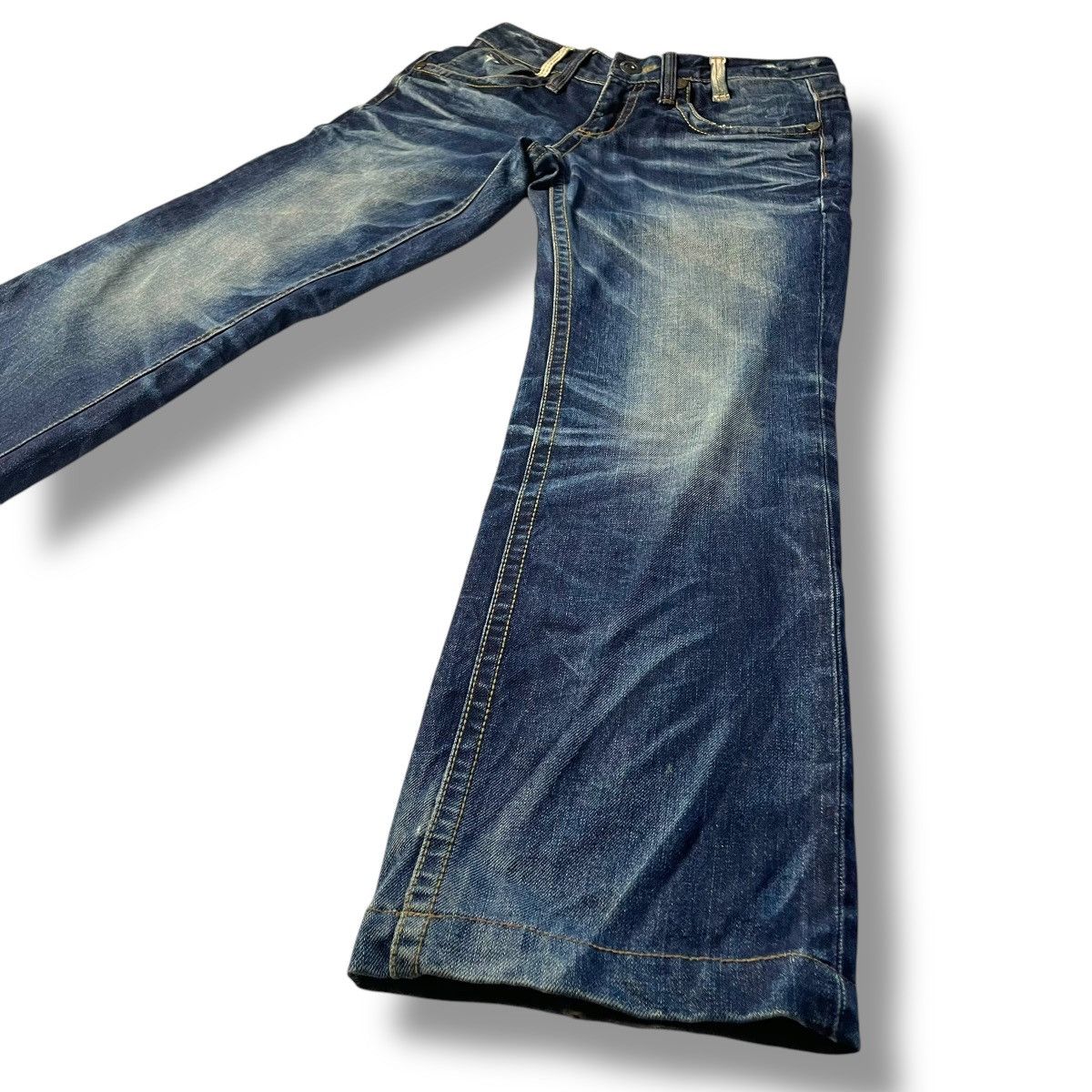 If Six Was Nine × Japanese Brand × Le Grande Bleu (L.G.B.) 🇯🇵 LOLITA WASHED EXOTIC BUCKLE VINTAGE DENIM PANTS Size US 30 / EU 46 - 6 Thumbnail