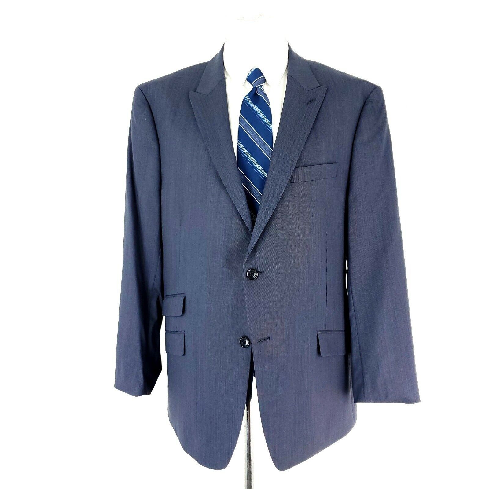 Tommy Hilfiger Tommy Hilfiger Wool 2 Button Blazer 42R Blue Striped Extra P Size 42R - 3 Thumbnail