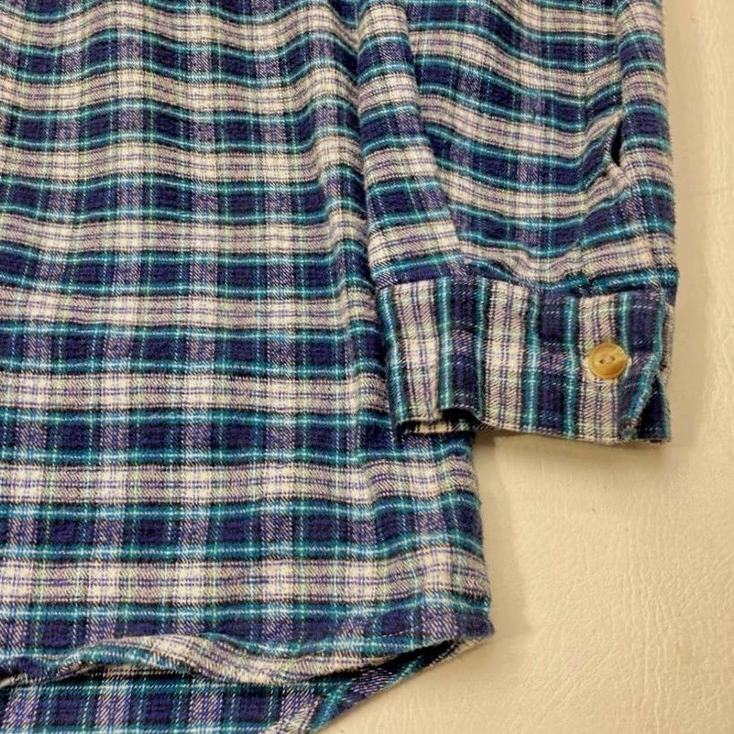Lee VINTAGE Lee Valley Flannel Mens XL Blue Checkered Irish Grandfather Band Collar Size US XL / EU 56 / 4 - 4 Thumbnail