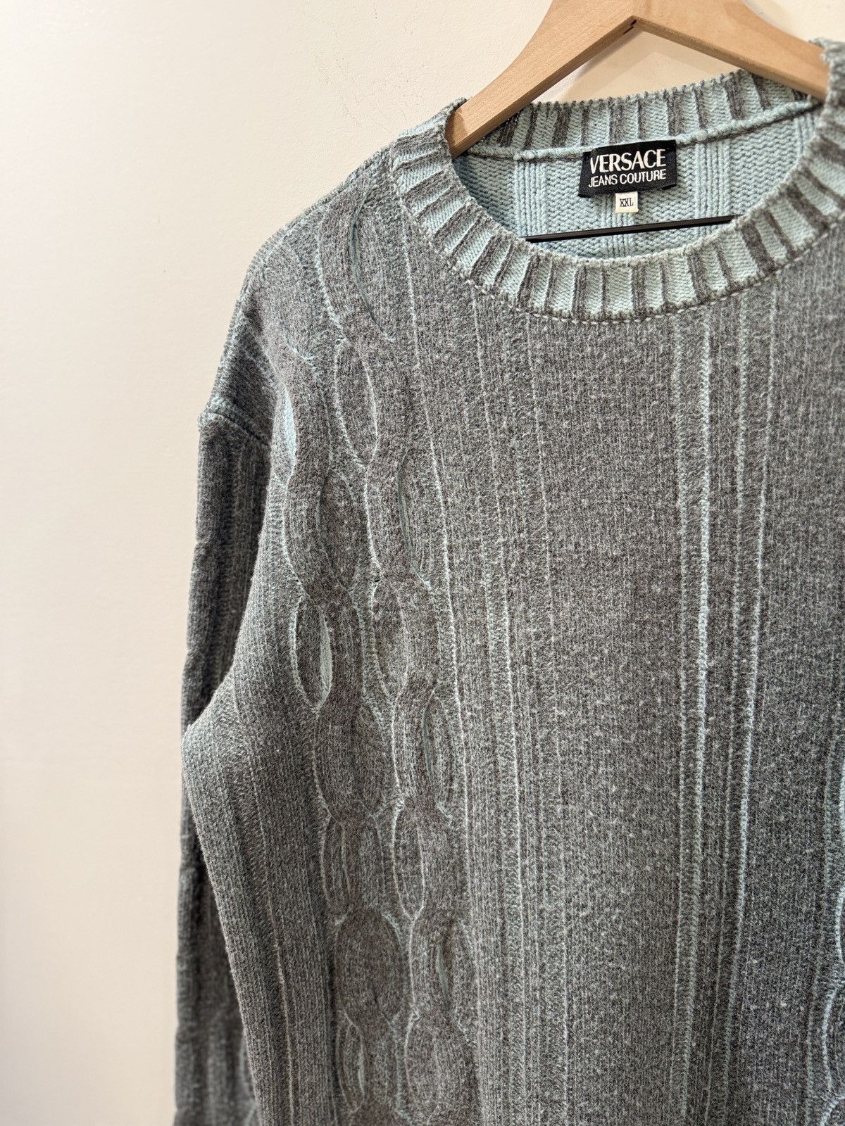 Versace Jeans Couture Vintage Versace Jeans Couture Cable Knit Sweater Size US XXL / EU 58 / 5 - 4 Thumbnail