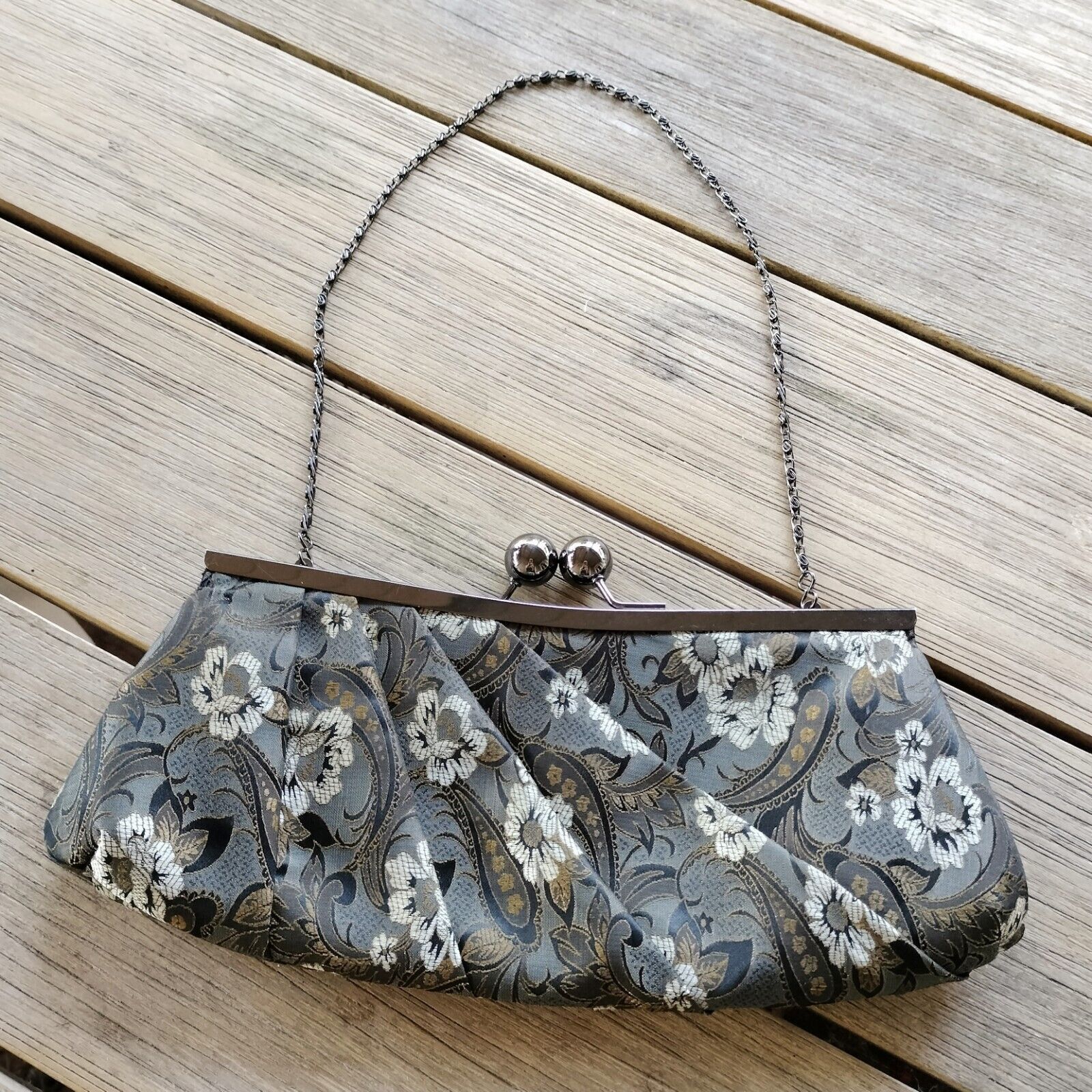 Designer Y2K 2000s Bag Shoulder Clutch Floral Baguette Mini Metallic Size ONE SIZE - 1 Thumbnail