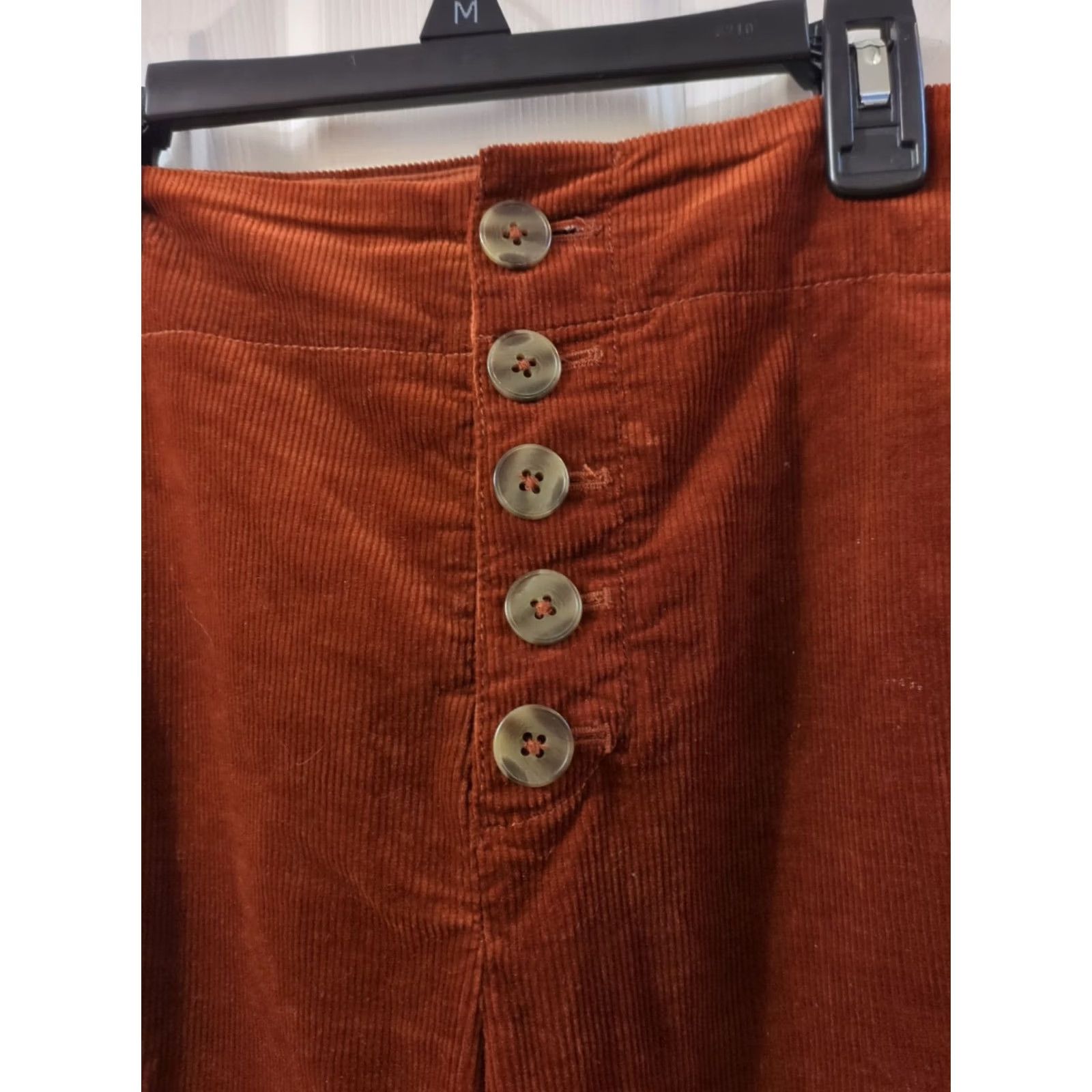 Anthropologie VINTAGE Anthropologie Pilcro Corduroy Wide Leg Ankle Pants 6 Exposed Button High Waist Brown Cotton Blend Wide-Leg Ankle Pants Womens Menop? Size 28" / US 6 / IT 42 - 2 Thumbnail