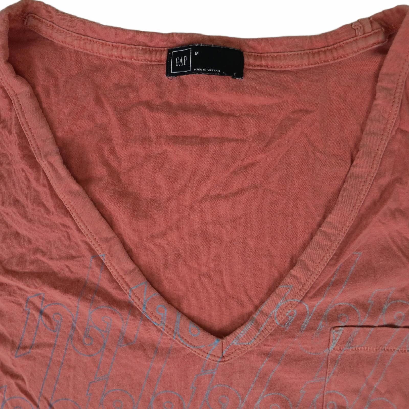 Gap Women's Medium GAP V-Neck Coral Pink Short Sleeve T-Shirt Size M / US 6-8 / IT 42-44 - 2 Thumbnail