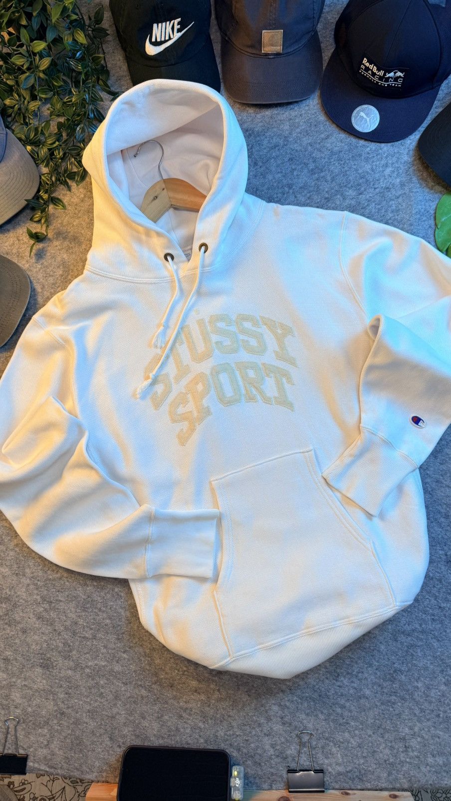 Champion × Stussy Stussy x Champion Hoodie reverse weave | Grailed
