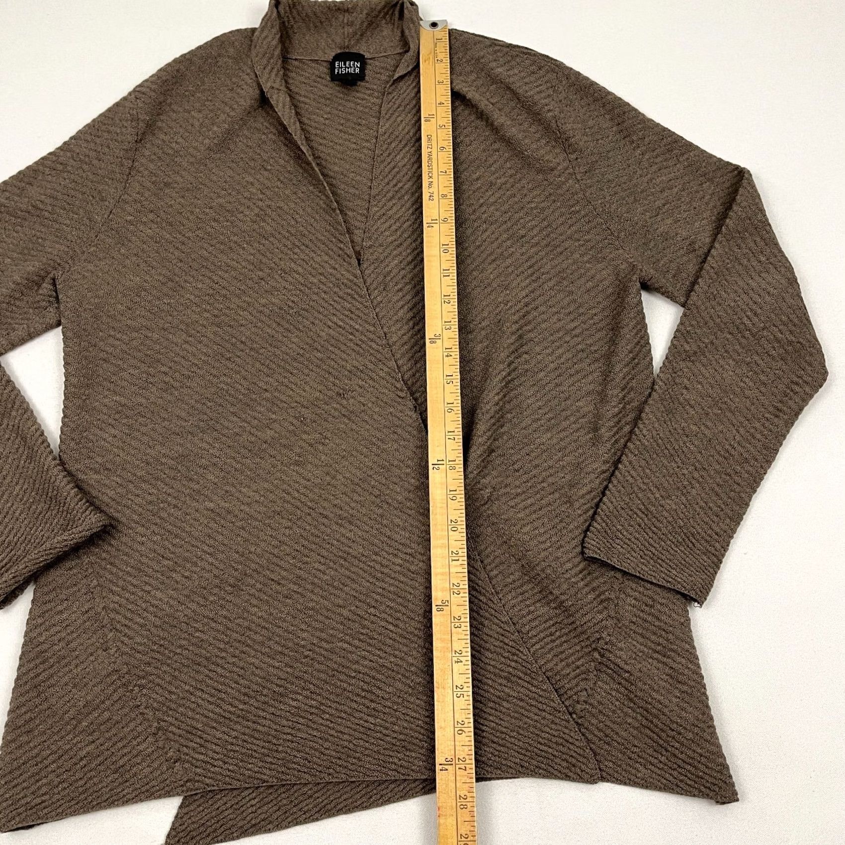 Eileen Fisher VINTAGE Eileen Fisher Cardigan Womens L Brown Wool Italian Knit Open Front Tunic Light Size L / US 10 / IT 46 - 4 Thumbnail