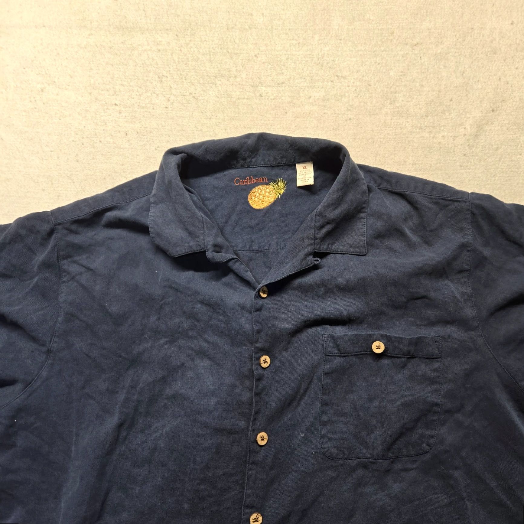 Vintage Caribbean Shirt Blue Button Up Short Sleeve Rayon Blend Embroidered Beach Men XL Size US XL / EU 56 / 4 - 3 Thumbnail
