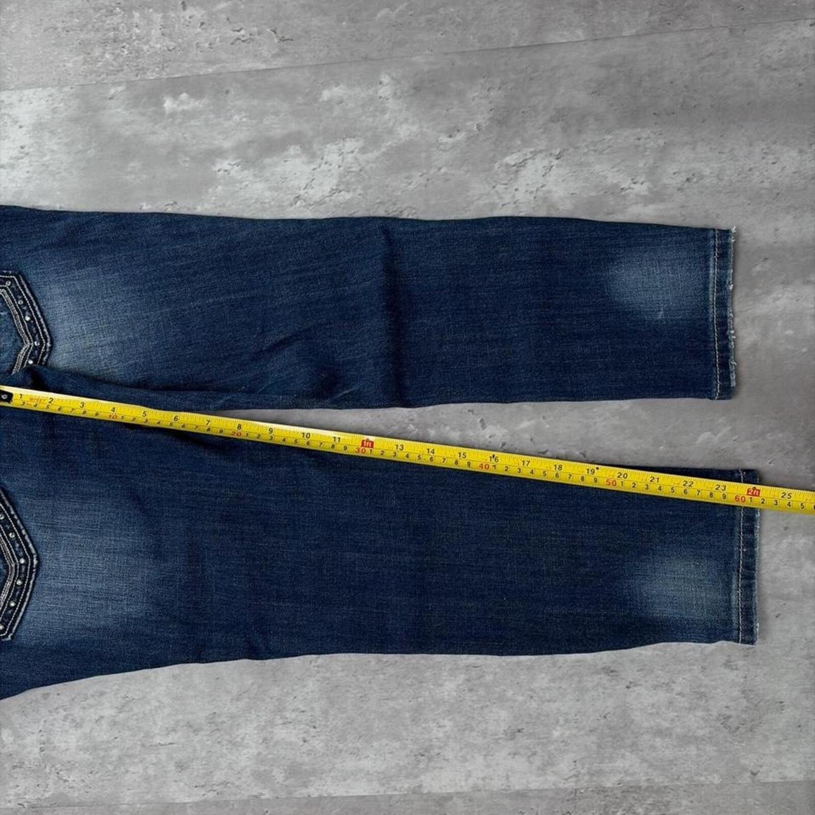 Other Y2K Blue Miss Me Grunge Gothic Capri Denim Jeans Size 29" - 7 Thumbnail