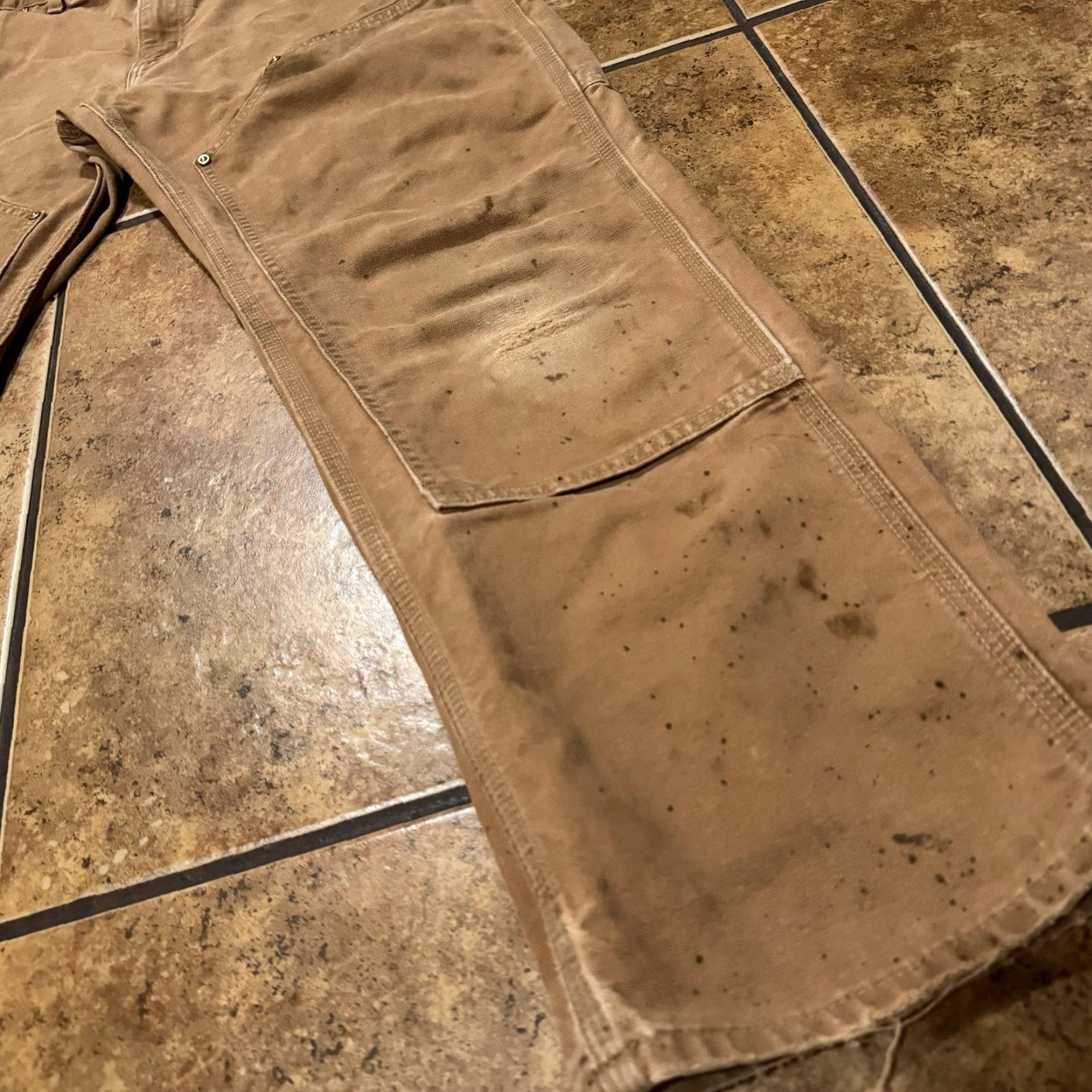 Carhartt VINTAGE Carhartt Carpenter Pants Tan 31 x 29 Double Knee Front Work USA Mens Regular 100% Cotton Size US 31 - 5 Thumbnail