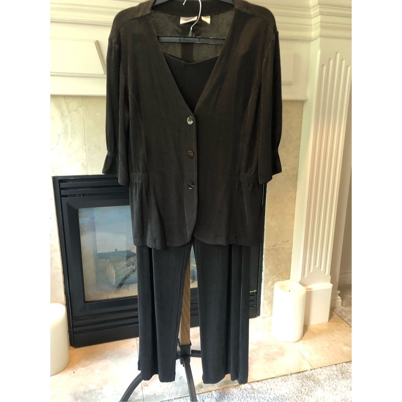 Vintage Chico’s Travelers Women’s Black/Dark Green Two Piece