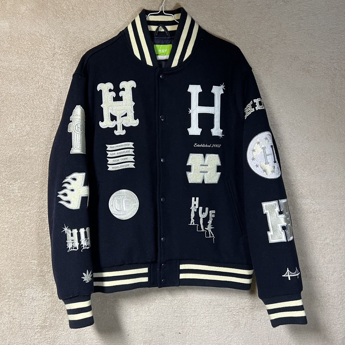 23年モデル✨現行✨近代✨HUF HARRISON VARSITY JACKET HUF Classic H Varsity Jacket (burgundy)