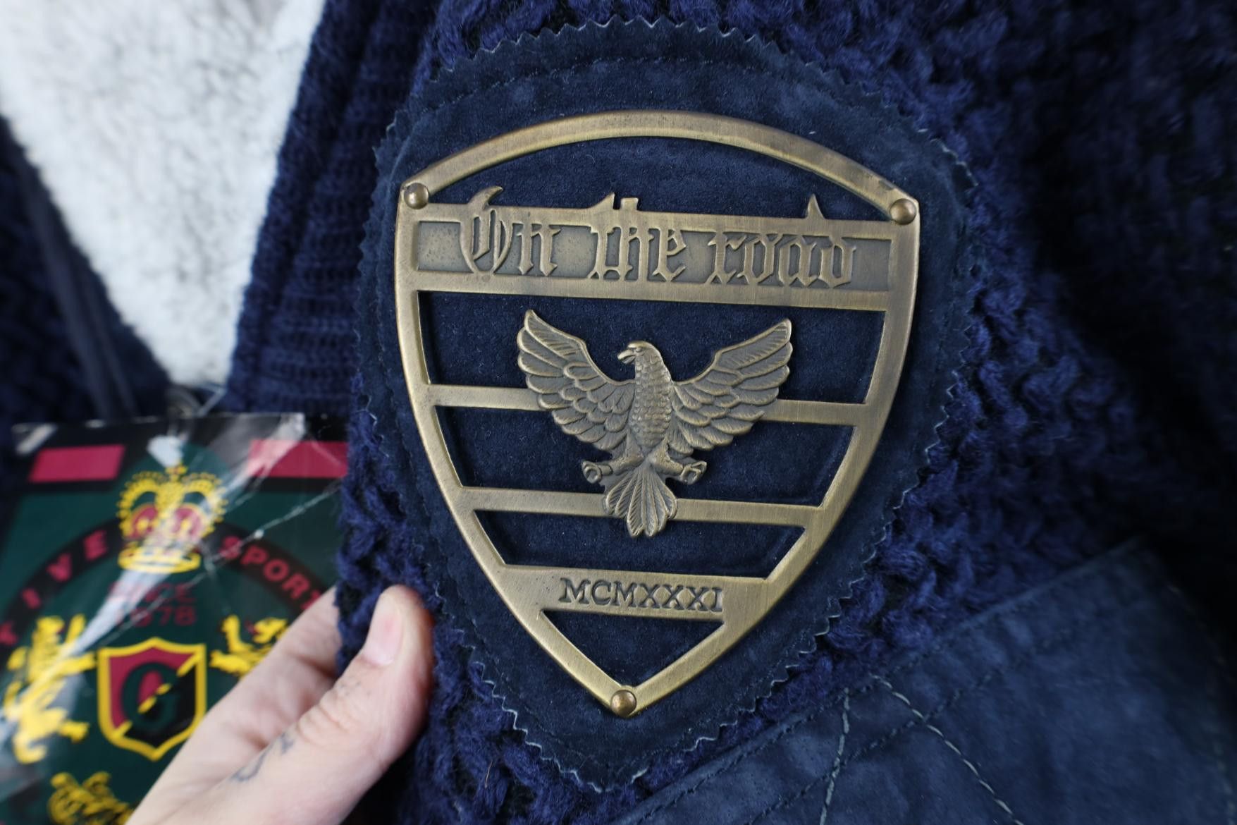 Vintage Deadstock Vintage 90s Streetwear Leather Sweater Jacket Blue Size US S / EU 44-46 / 1 - 4 Thumbnail