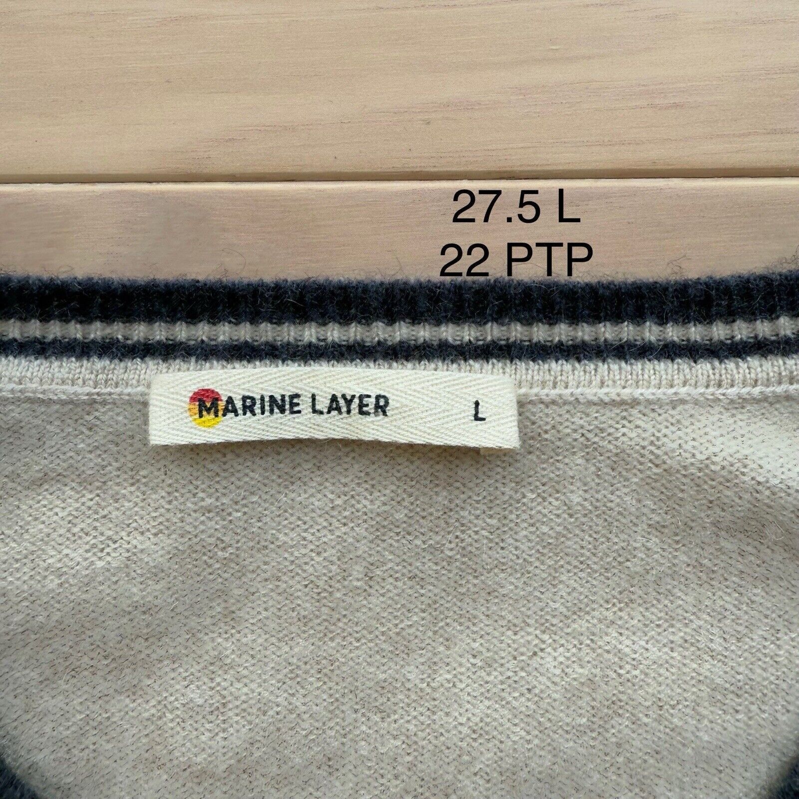 Marine Layer Marine Layer Cashmere Sweater L Beige Knit Pullover Casual Size US L / EU 52-54 / 3 - 6 Thumbnail