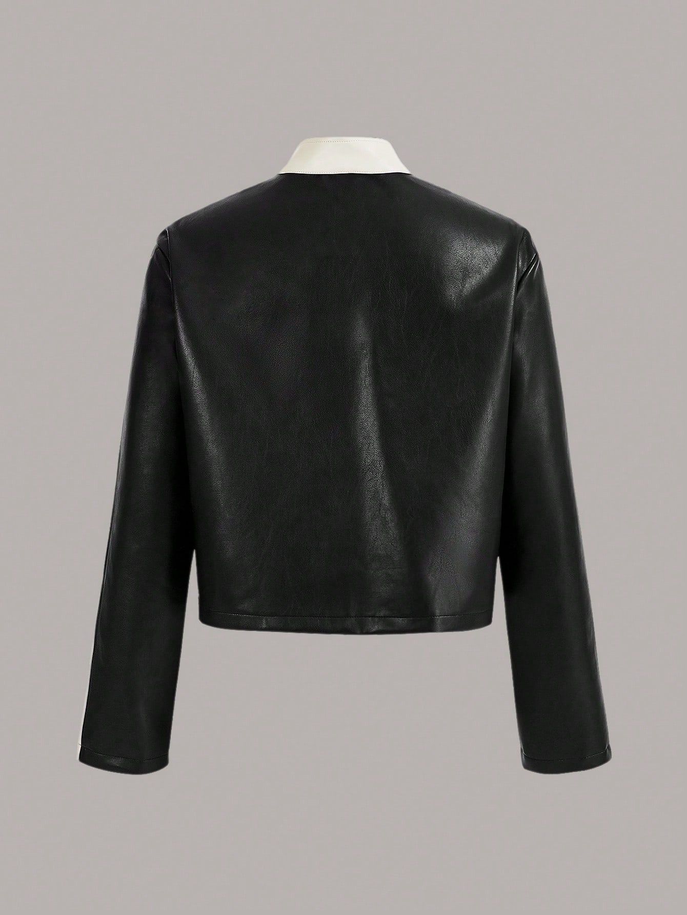 Other Women’s Cropped Racing Style Faux Leather Jacket Size S / US 4 / IT 40 - 2 Thumbnail