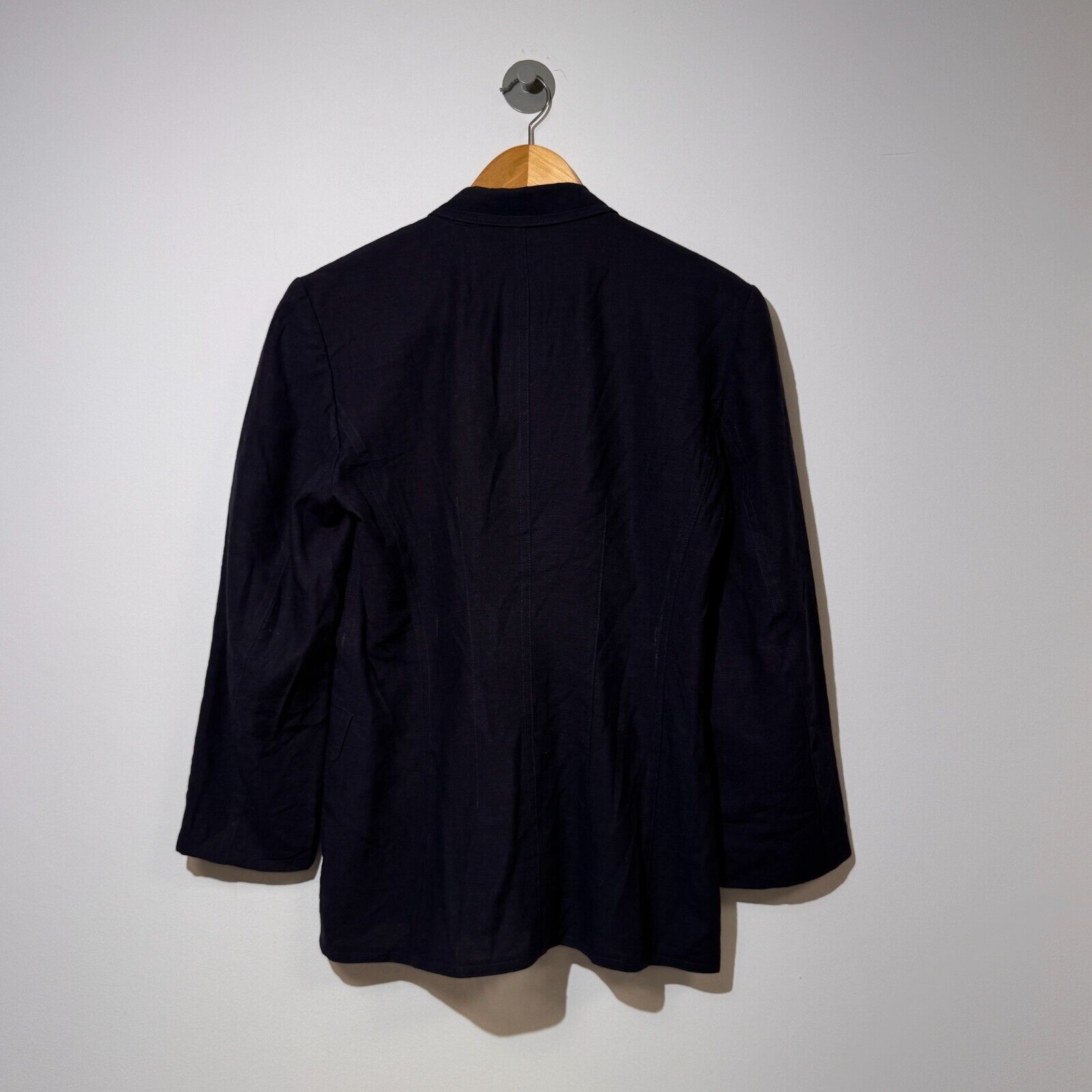 Escada × Vintage Escada Margaretha Navy Linen Wool Blazer Jacket Size 38 IT Size US L / EU 52-54 / 3 - 8 Thumbnail